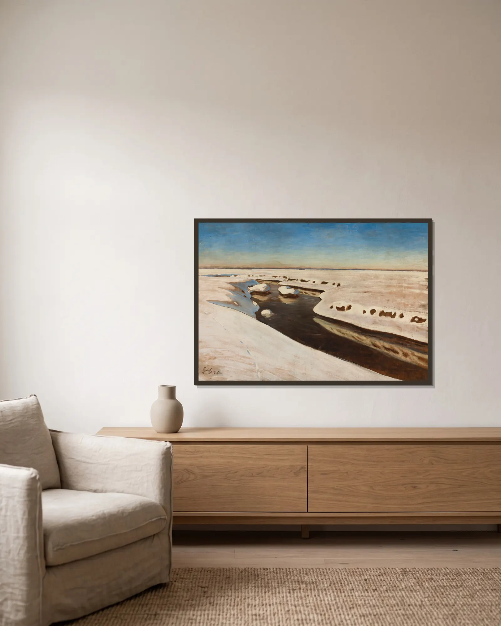 Landscape from Bystra av Julian Falat inramad på en vägg