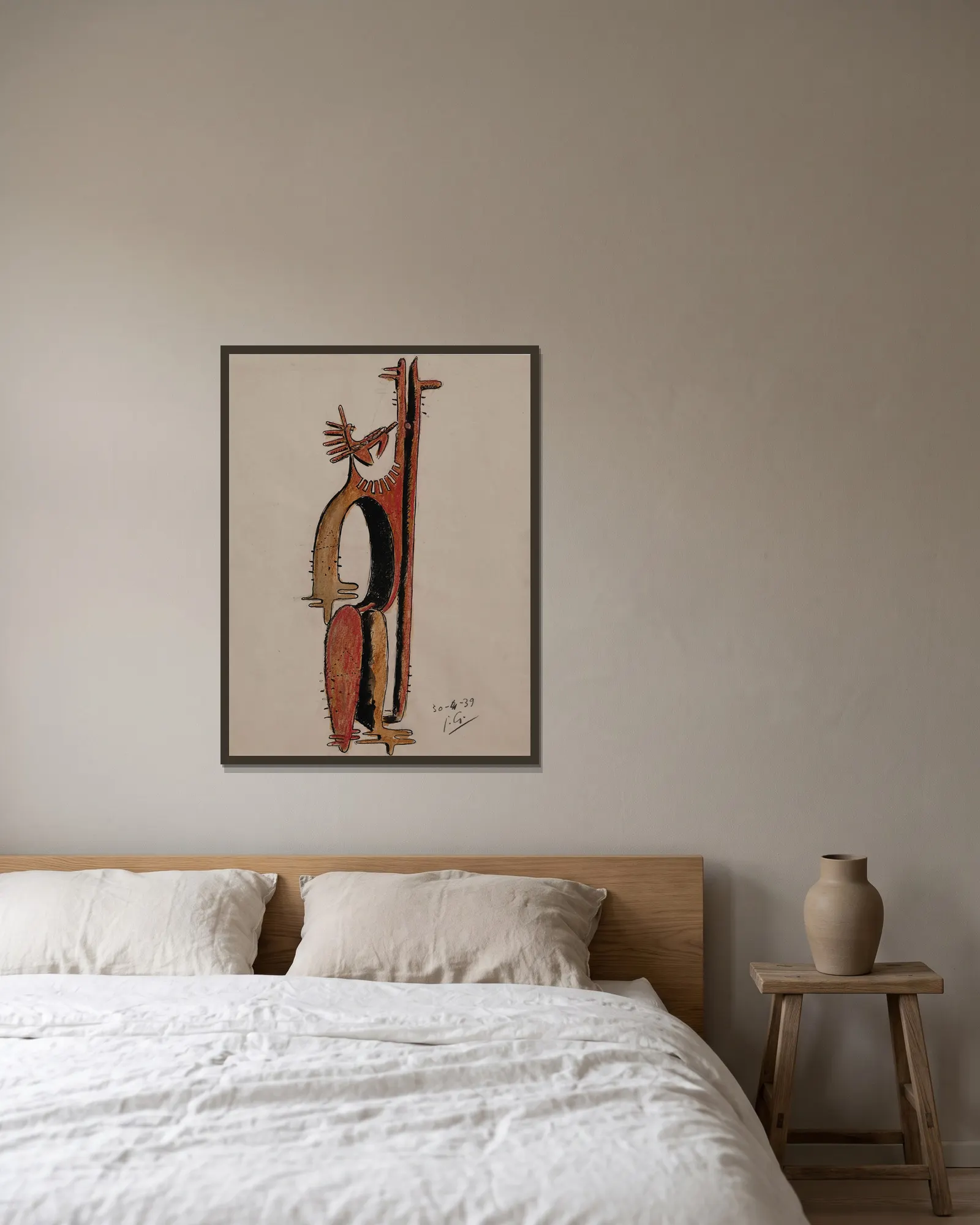 Homme Cactus av Julio González inramad på en vägg