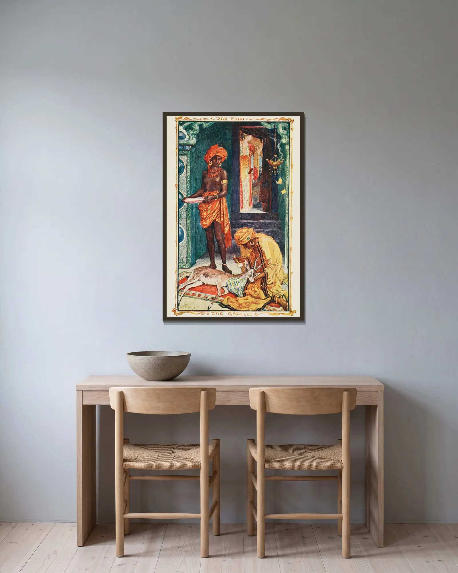 The Gazelle av Henry Justice Ford inramad på en vägg