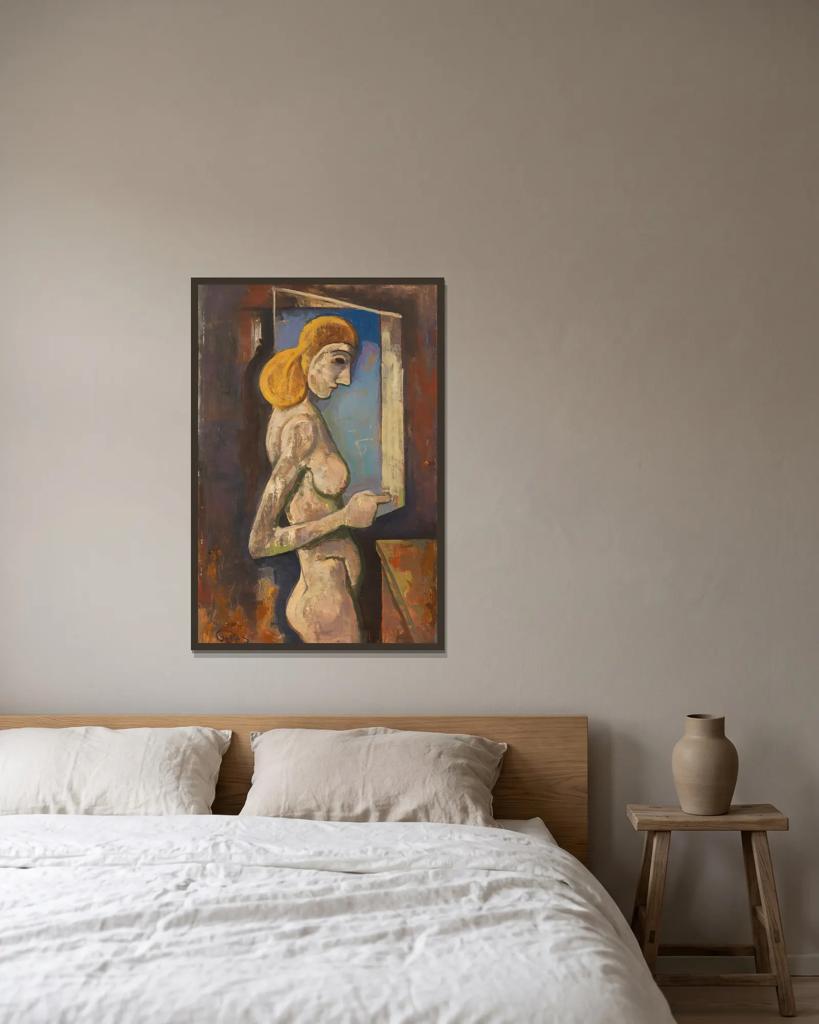 Nude at the Window av Karl Hofer inramad på en vägg