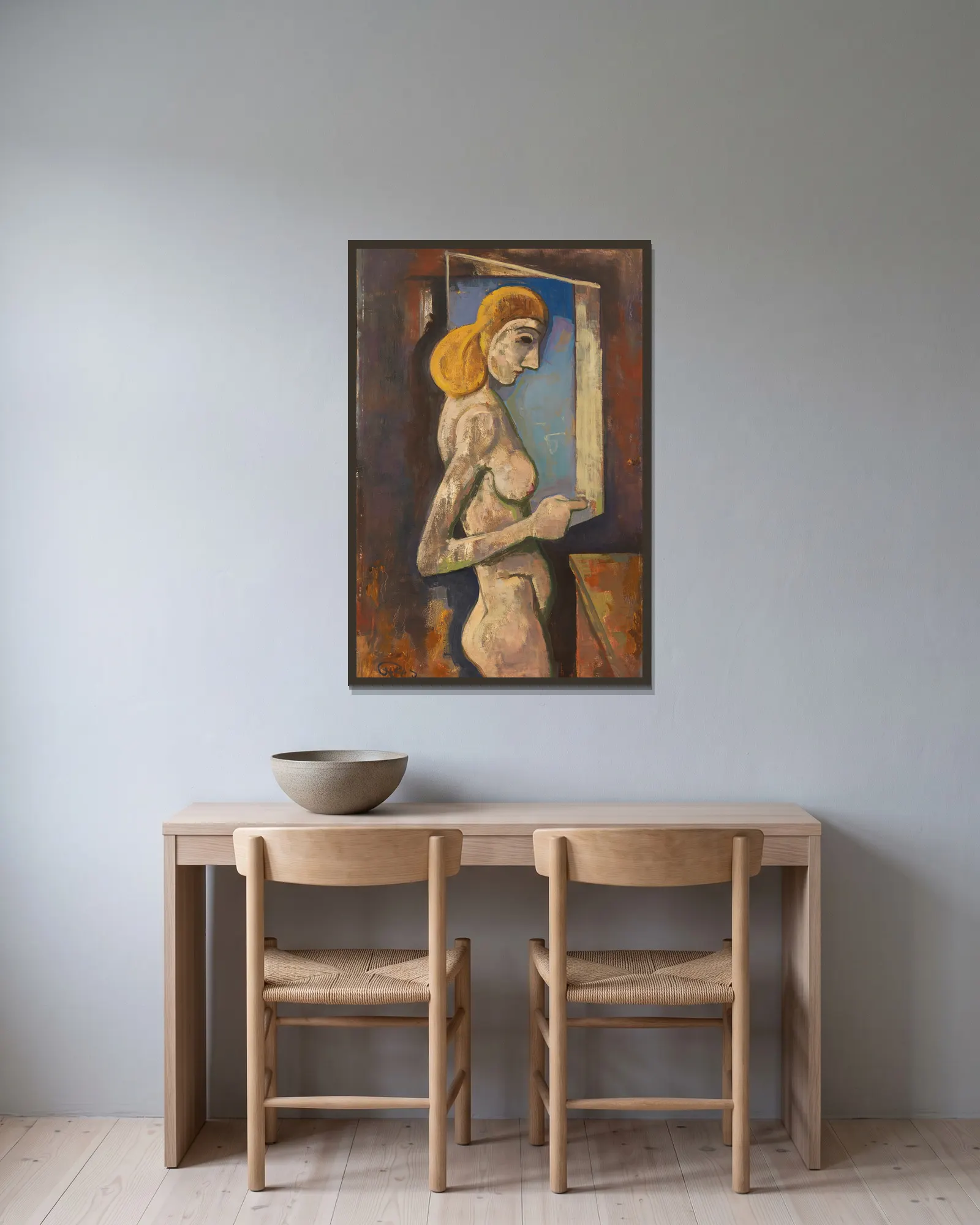 Nude at the Window av Karl Hofer inramad på en vägg
