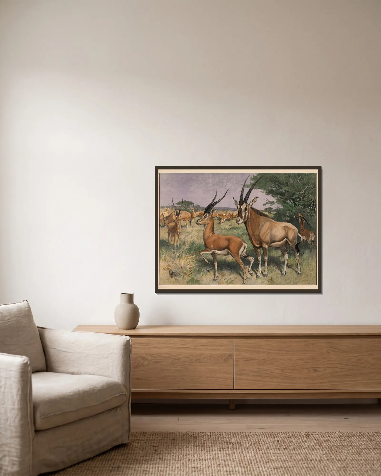Antilope av Karl Wagner inramad på en vägg