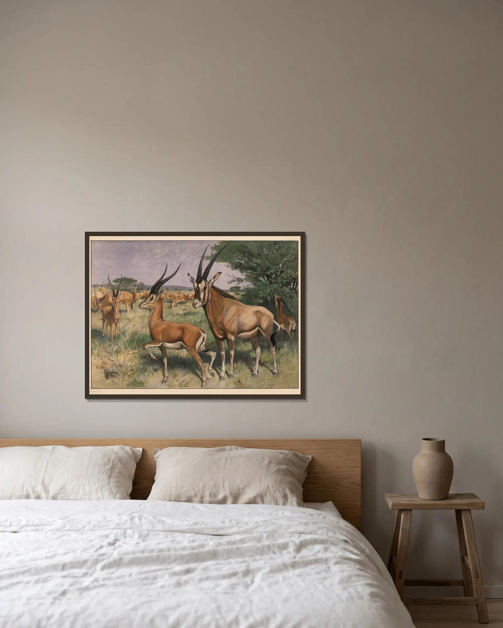 Antilope av Karl Wagner inramad på en vägg