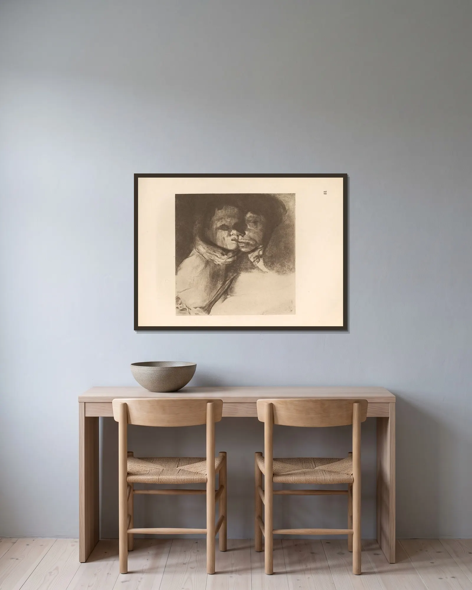 Abschied av Käthe Kollwitz inramad på en vägg