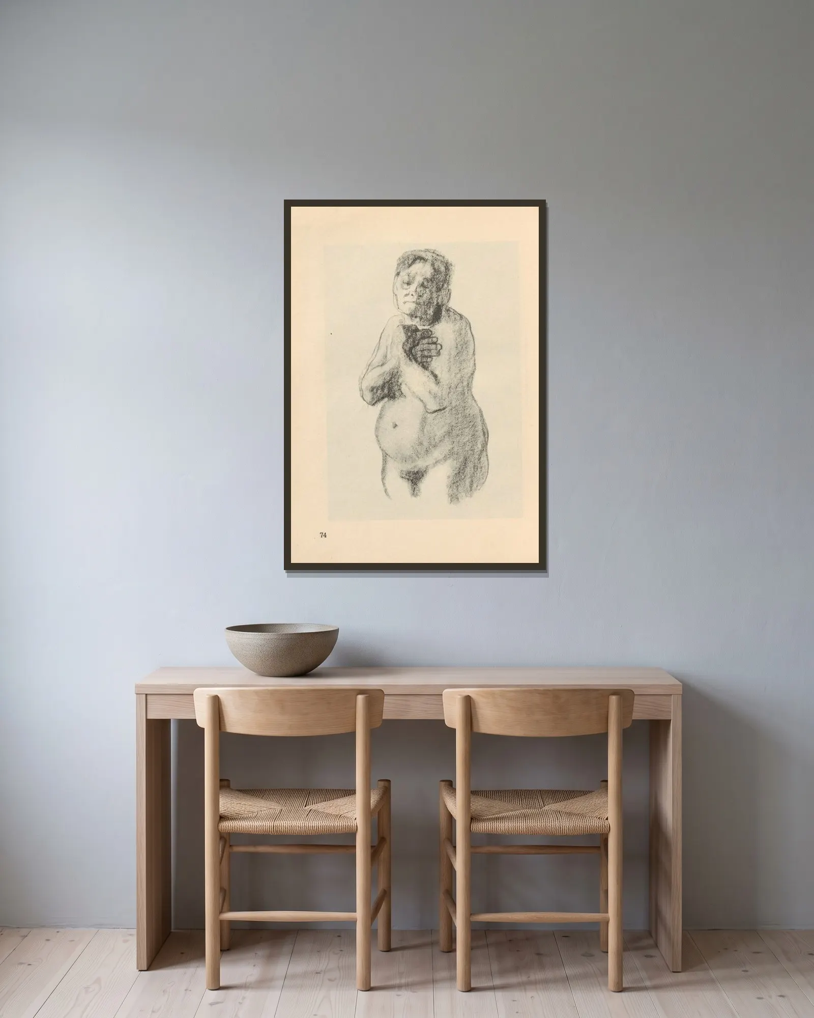 Frauen, 1925 – nr 13 av Käthe Kollwitz inramad på en vägg