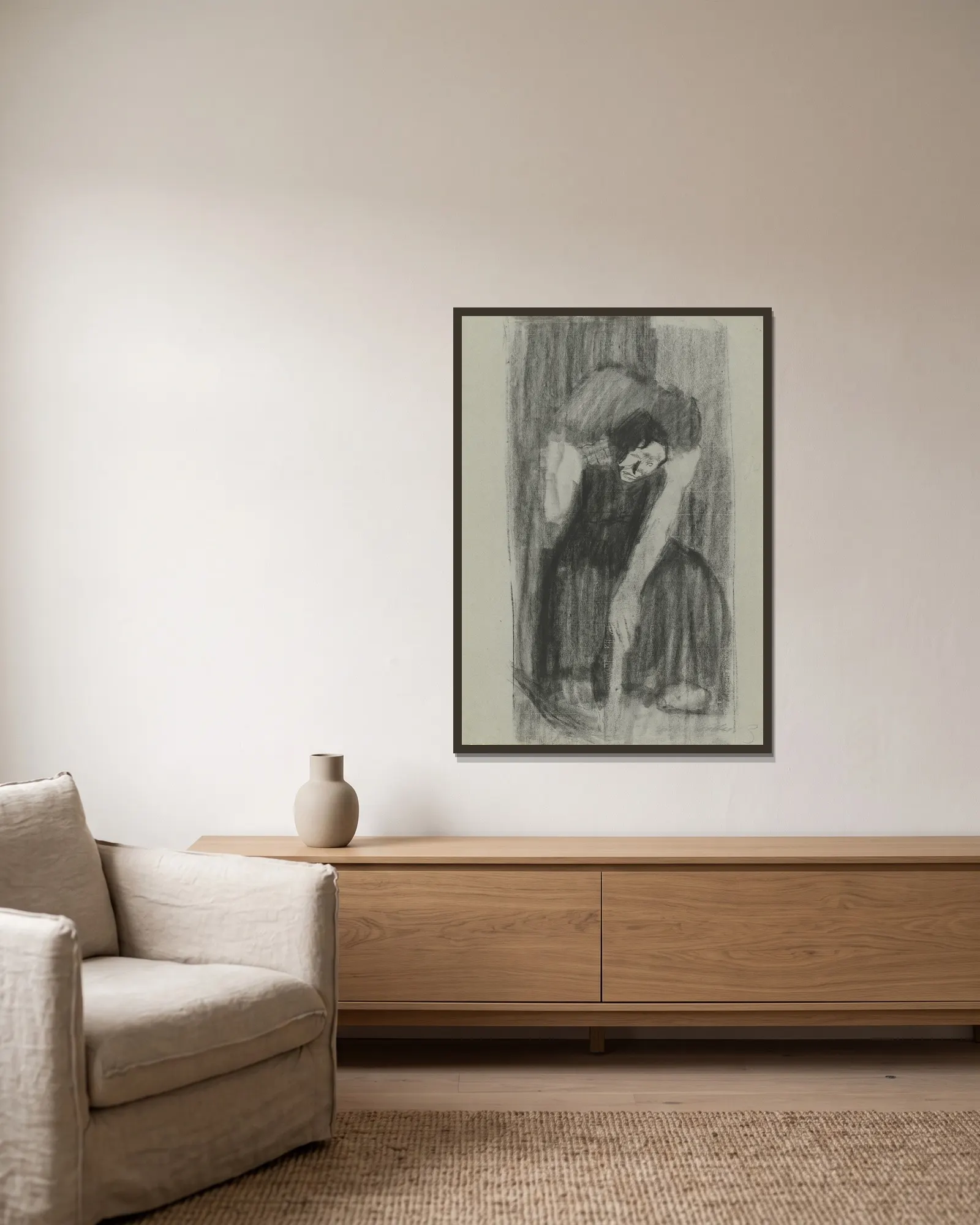 Inspiration av Käthe Kollwitz inramad på en vägg