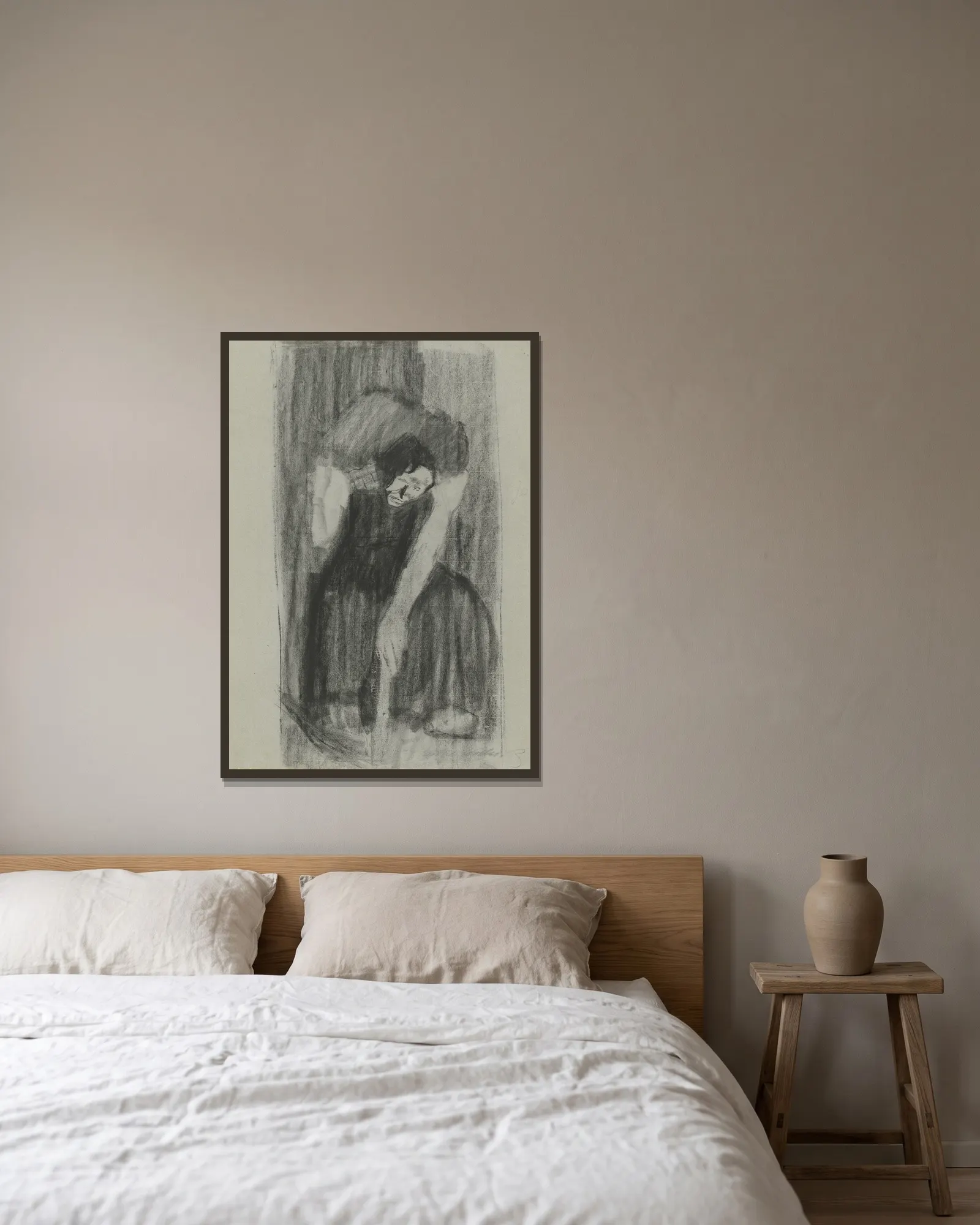 Inspiration av Käthe Kollwitz inramad på en vägg