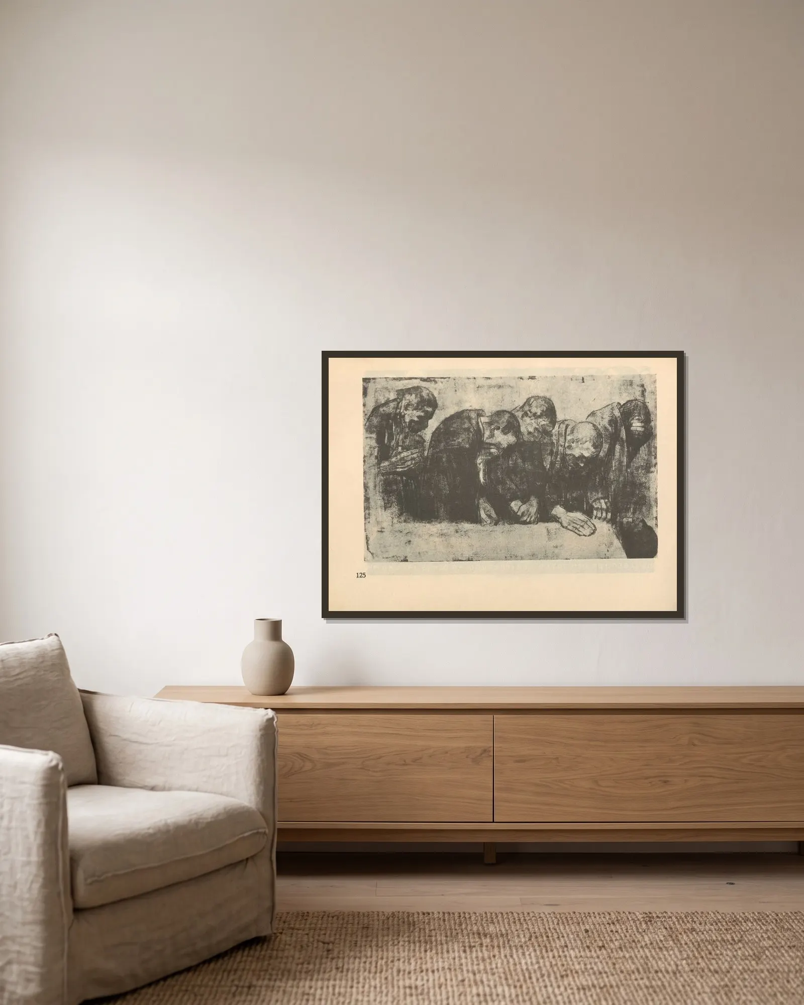 Liebknecht, 1925 – nr 4 av Käthe Kollwitz inramad på en vägg
