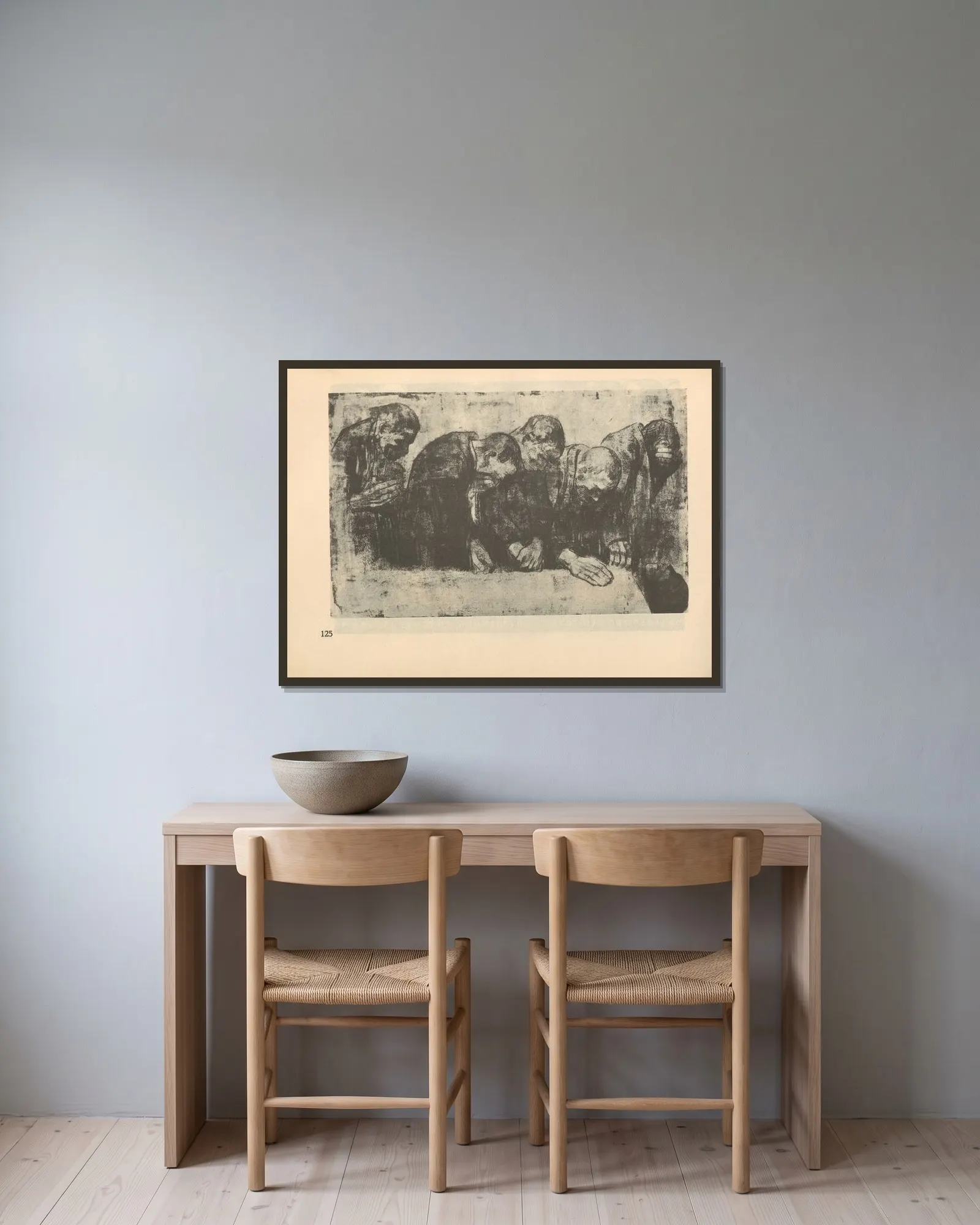 Liebknecht, 1925 – nr 4 av Käthe Kollwitz inramad på en vägg