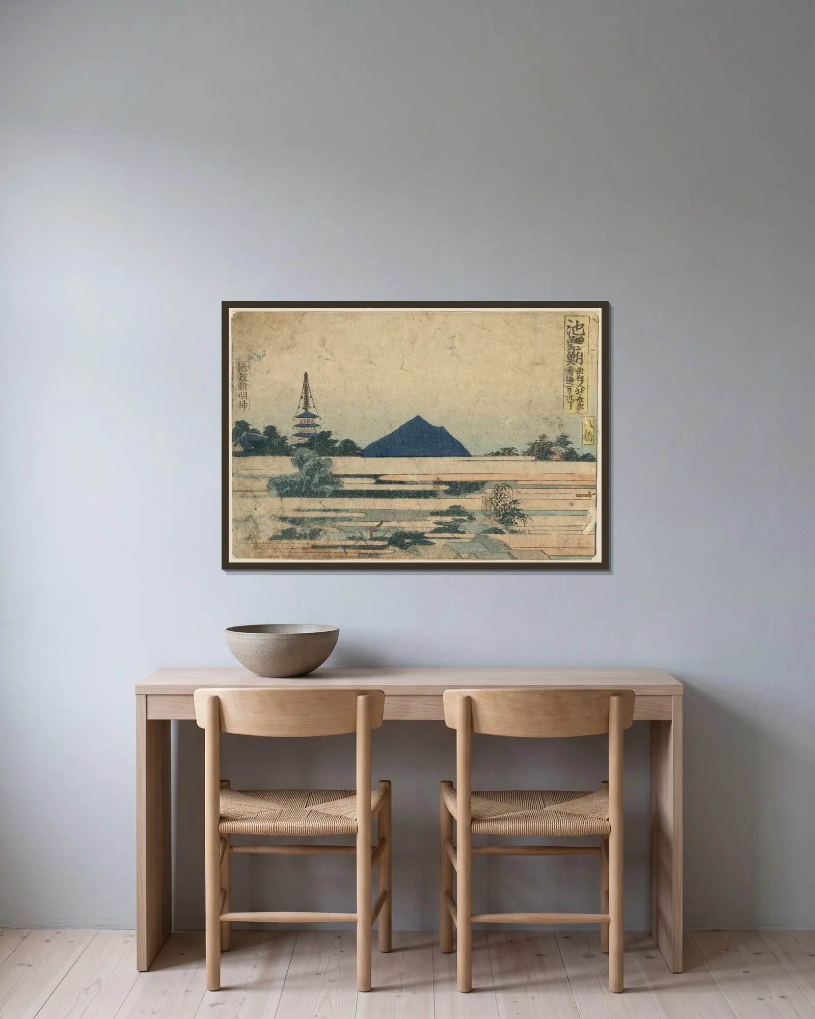 Chiryū av Katsushika Hokusai inramad på en vägg