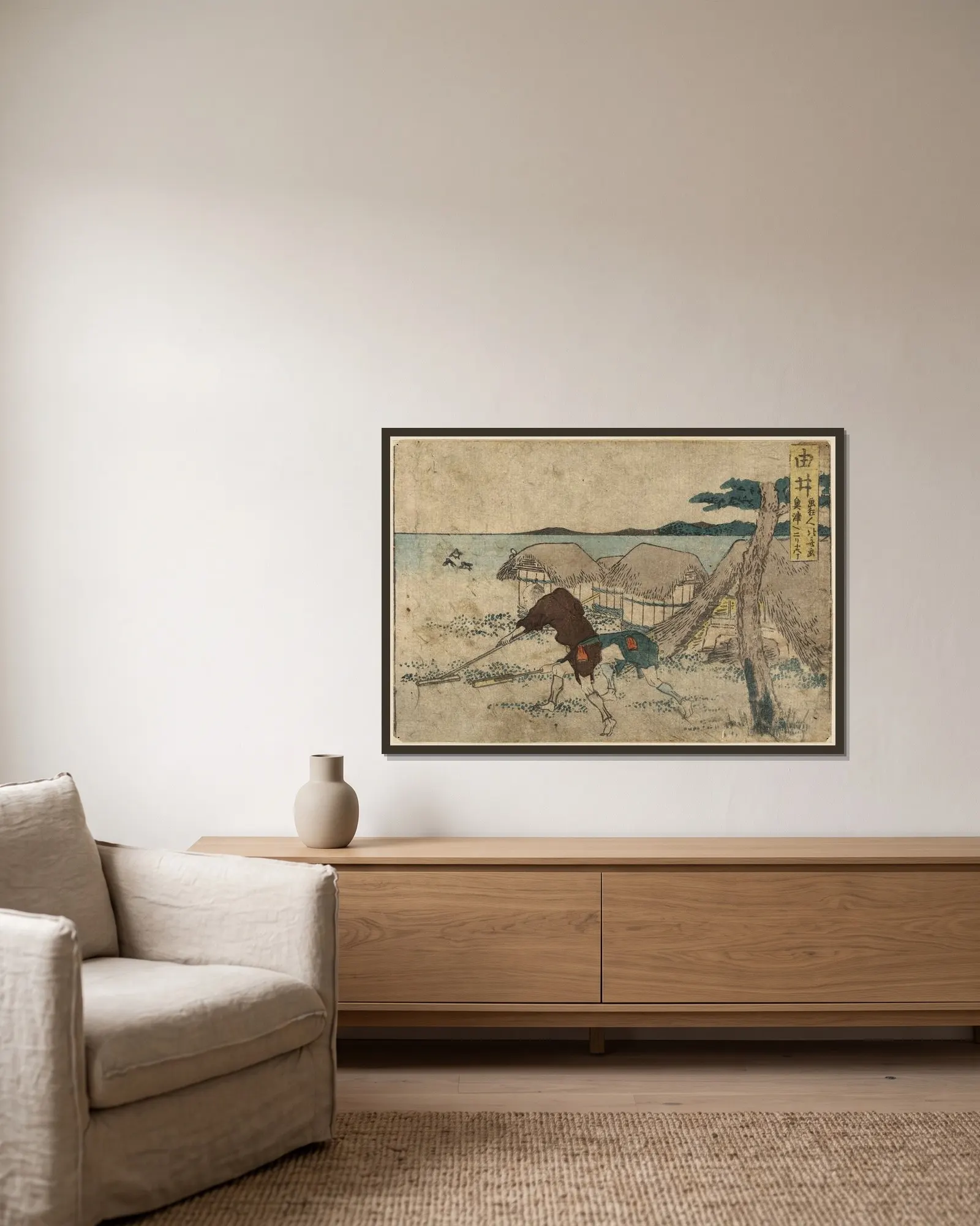 Yui av Katsushika Hokusai inramad på en vägg
