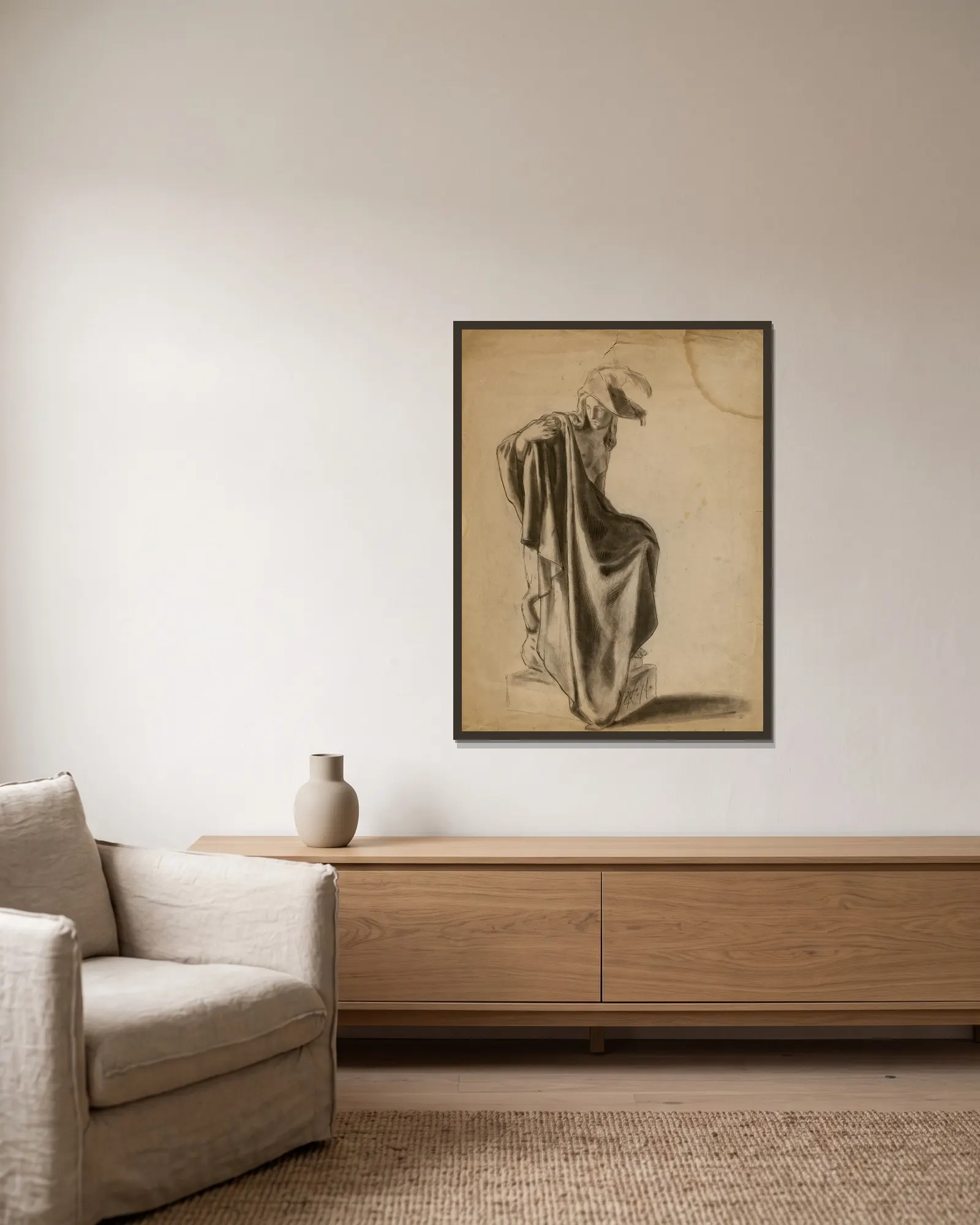(Untitled) (Drapery Study), 1874 – nr 2 av Kenyon Cox inramad på en vägg