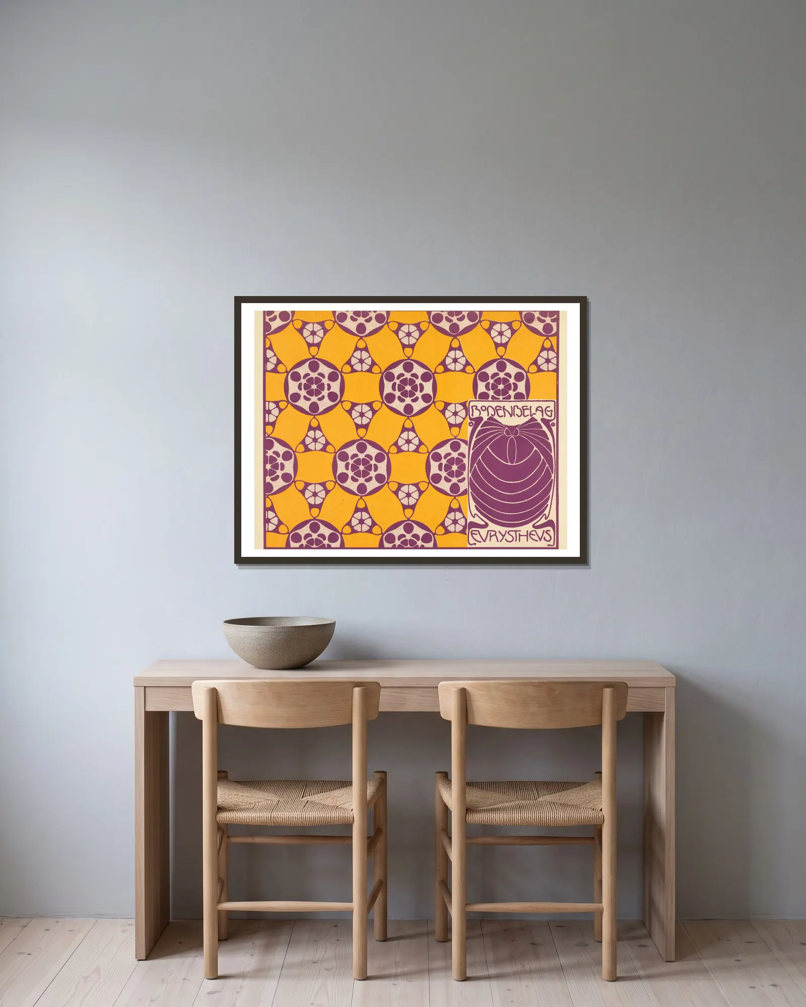 Bodenbelag Eurystheus (Eurystheus Floor Covering) av Koloman Moser inramad på en vägg