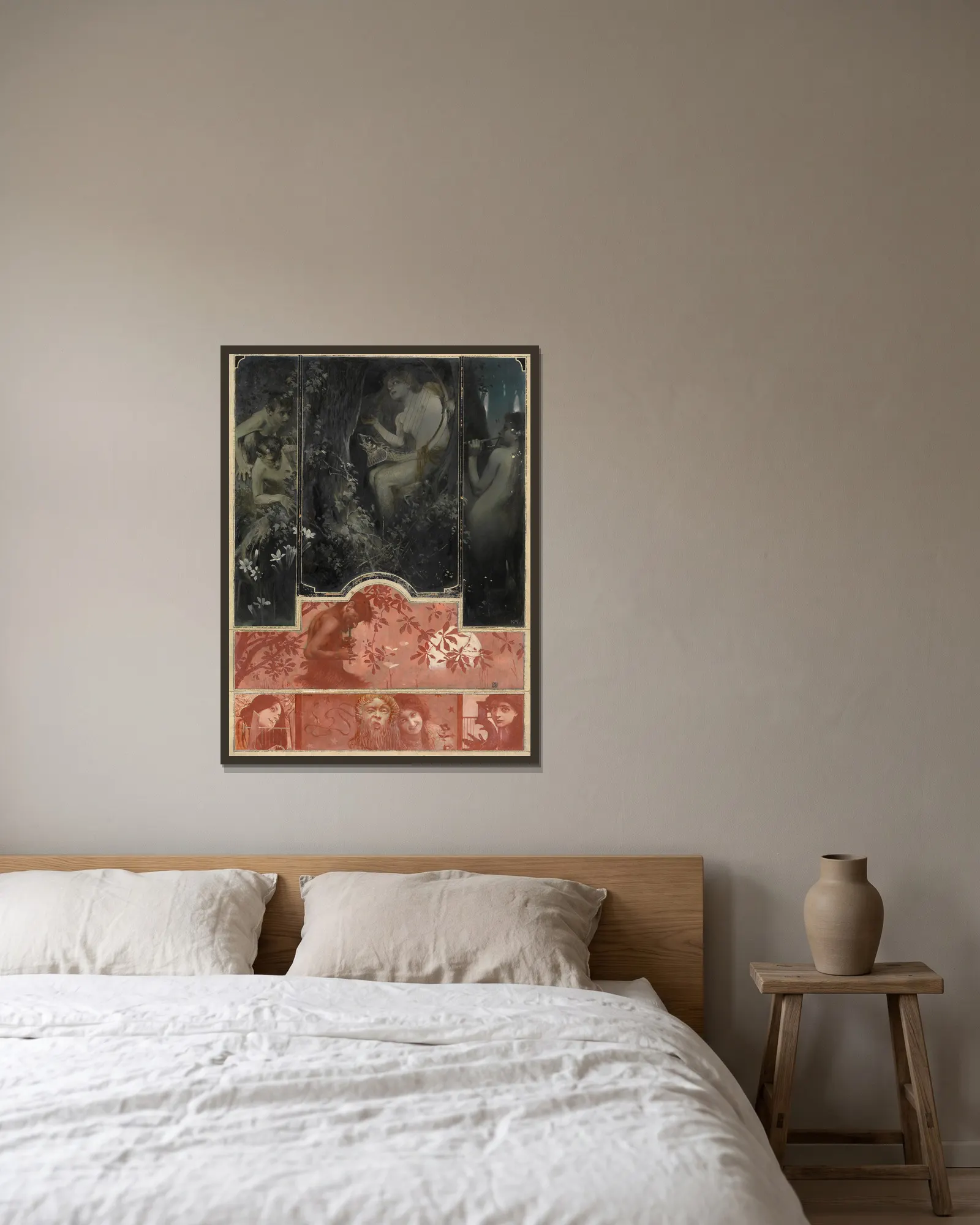 Musik av Koloman Moser inramad på en vägg