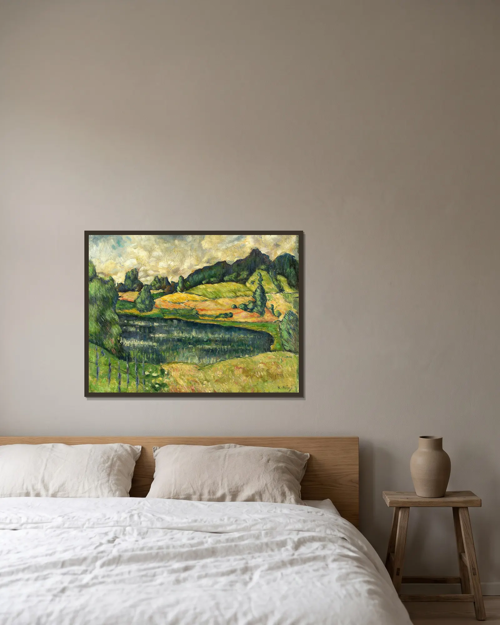 Landscape from Estonia av Konrad Mägi inramad på en vägg