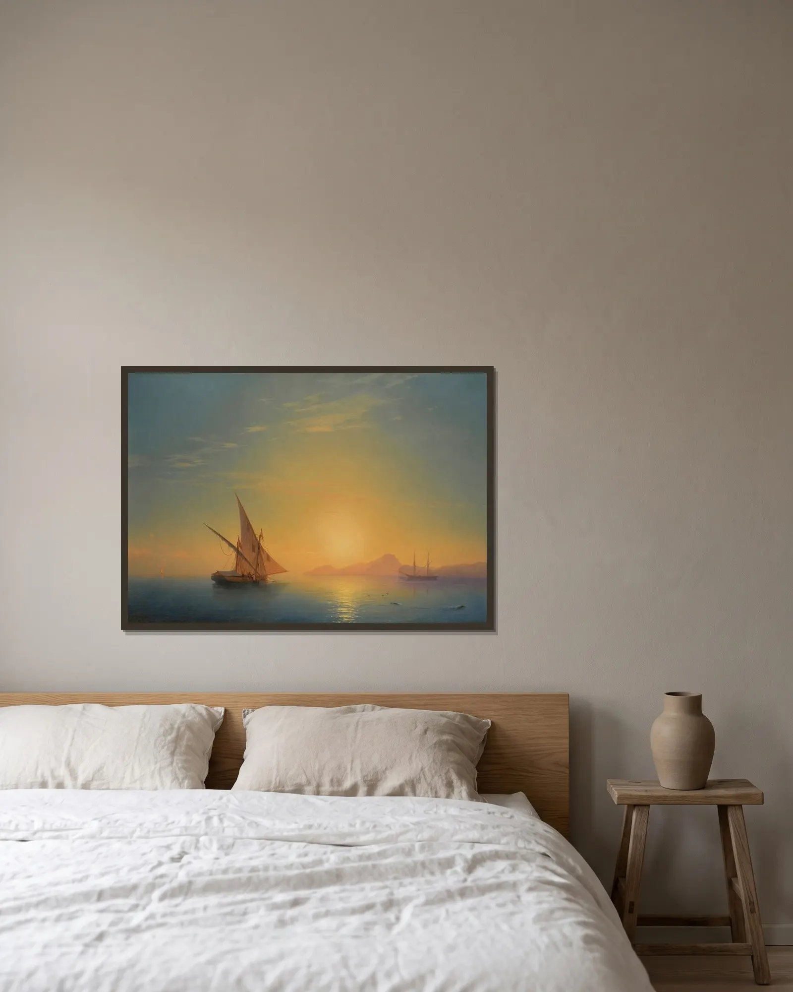 Sunset Over Ischia av Ivan Konstantinovich Aivazovsky inramad på en vägg