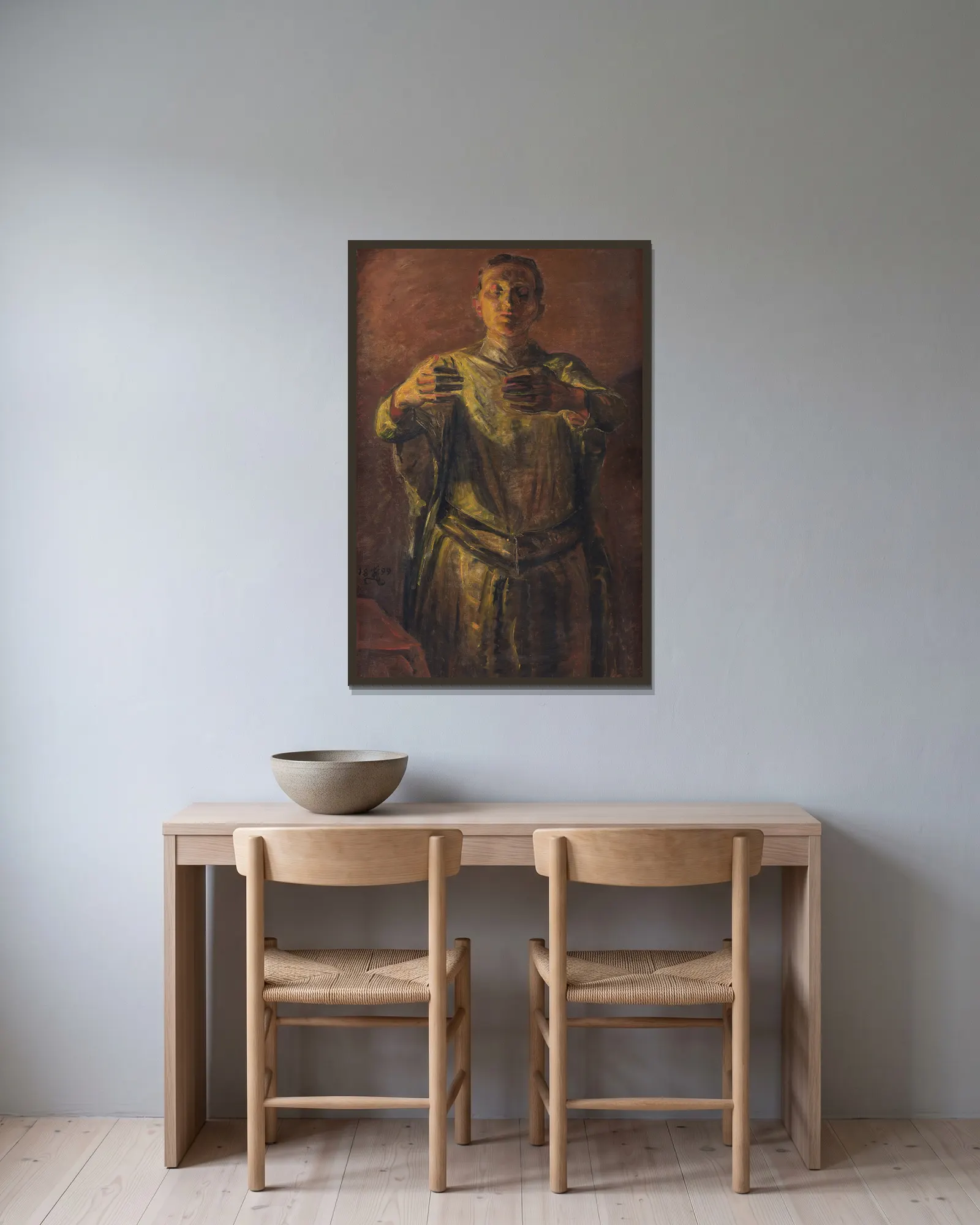Lady Macbeth. Study av Kristian Zahrtmann inramad på en vägg