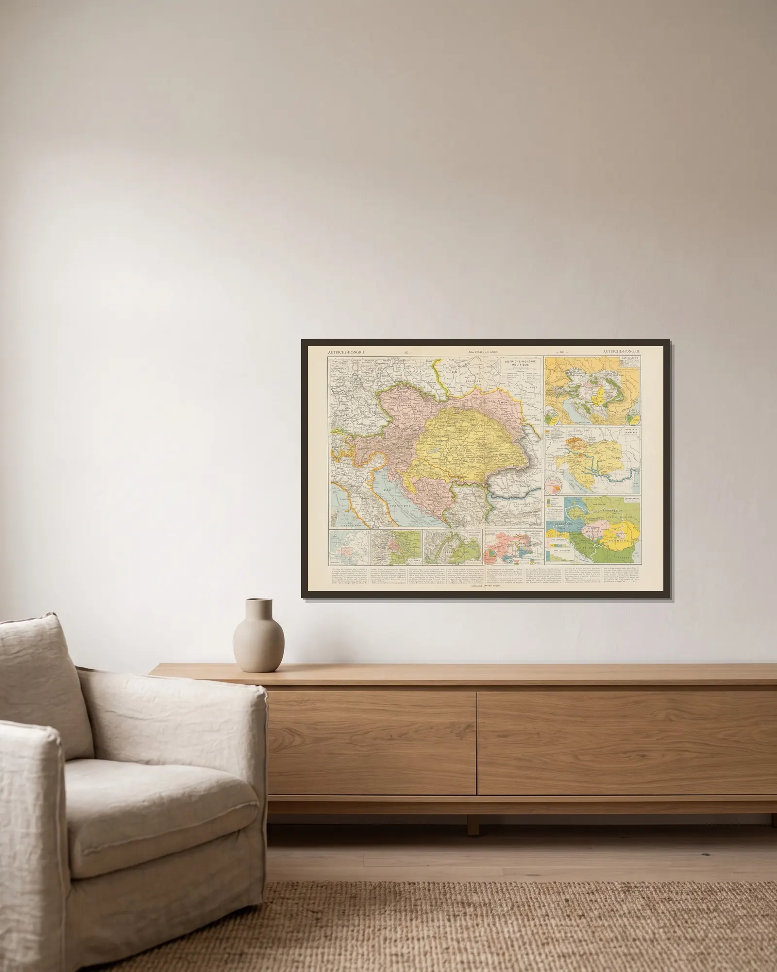 Autriche-Hongrie av Paul Vidal de La Blache inramad på en vägg
