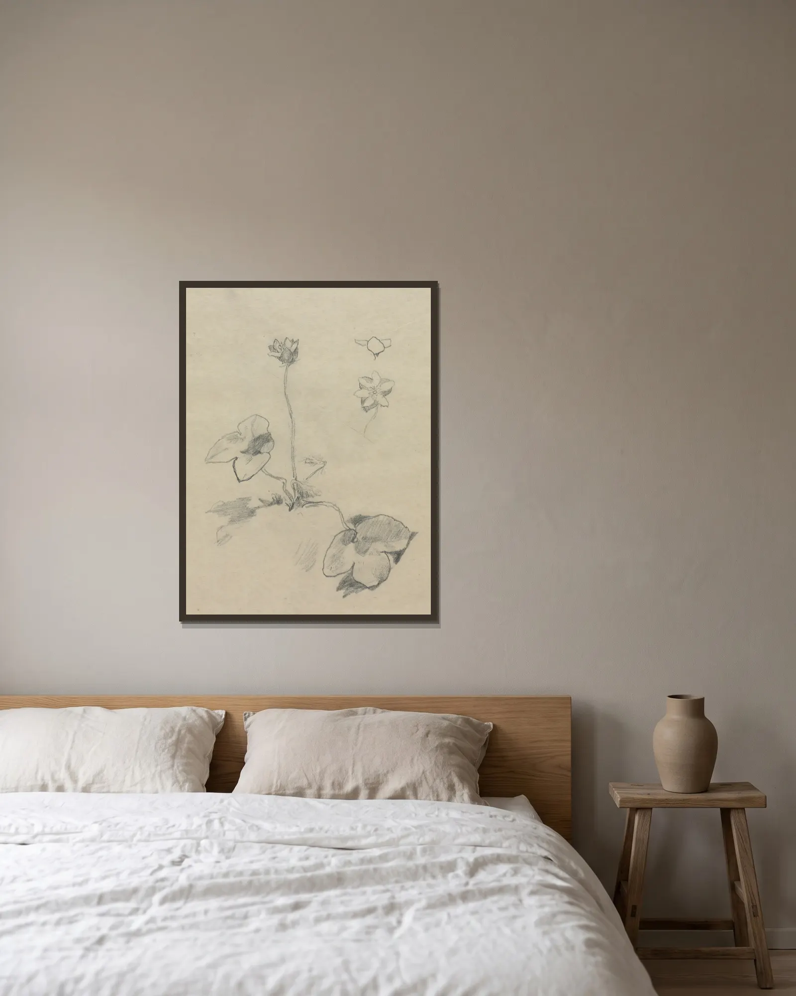 Anemone av John La Farge inramad på en vägg