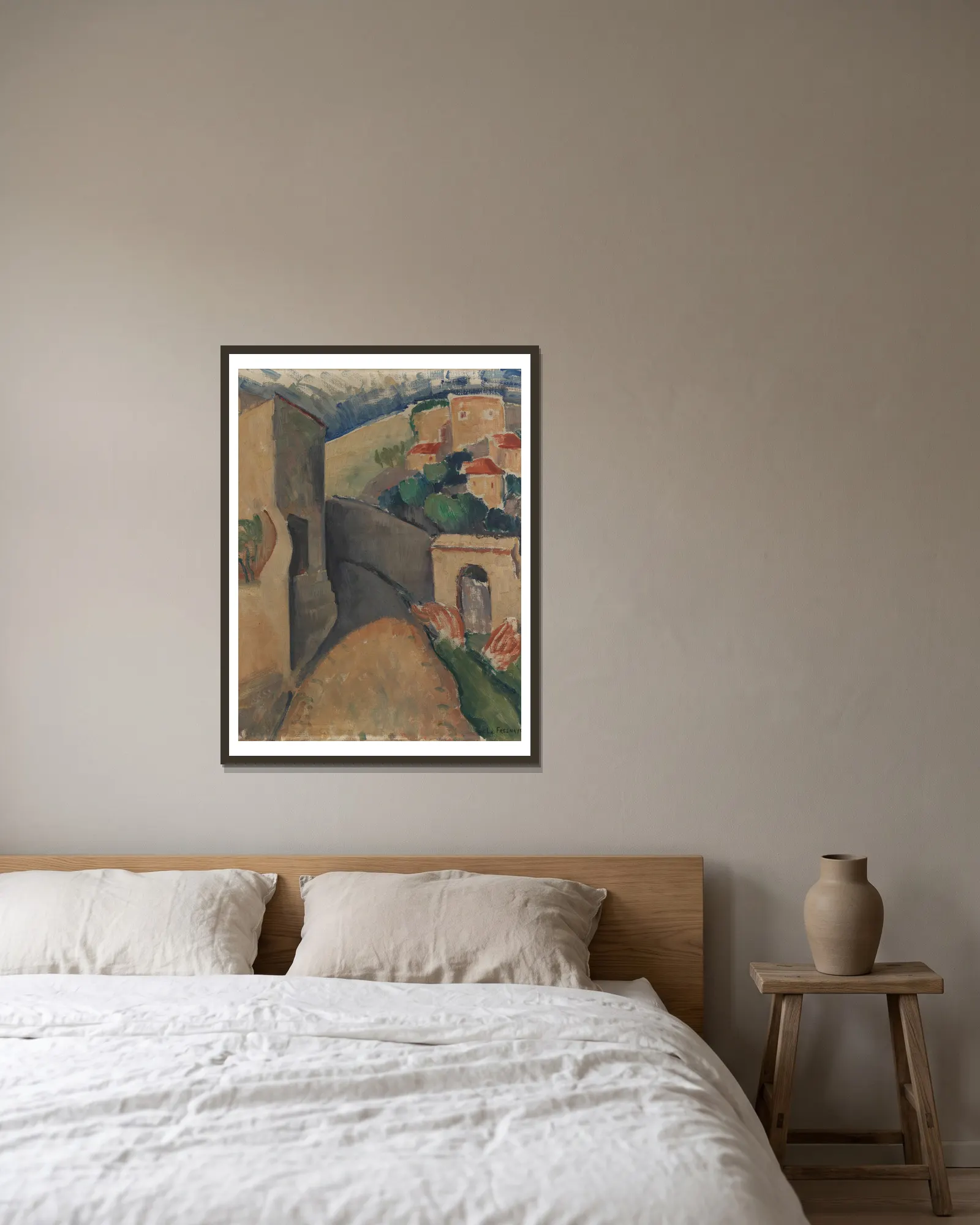 Paysage av Roger de La Fresnaye inramad på en vägg