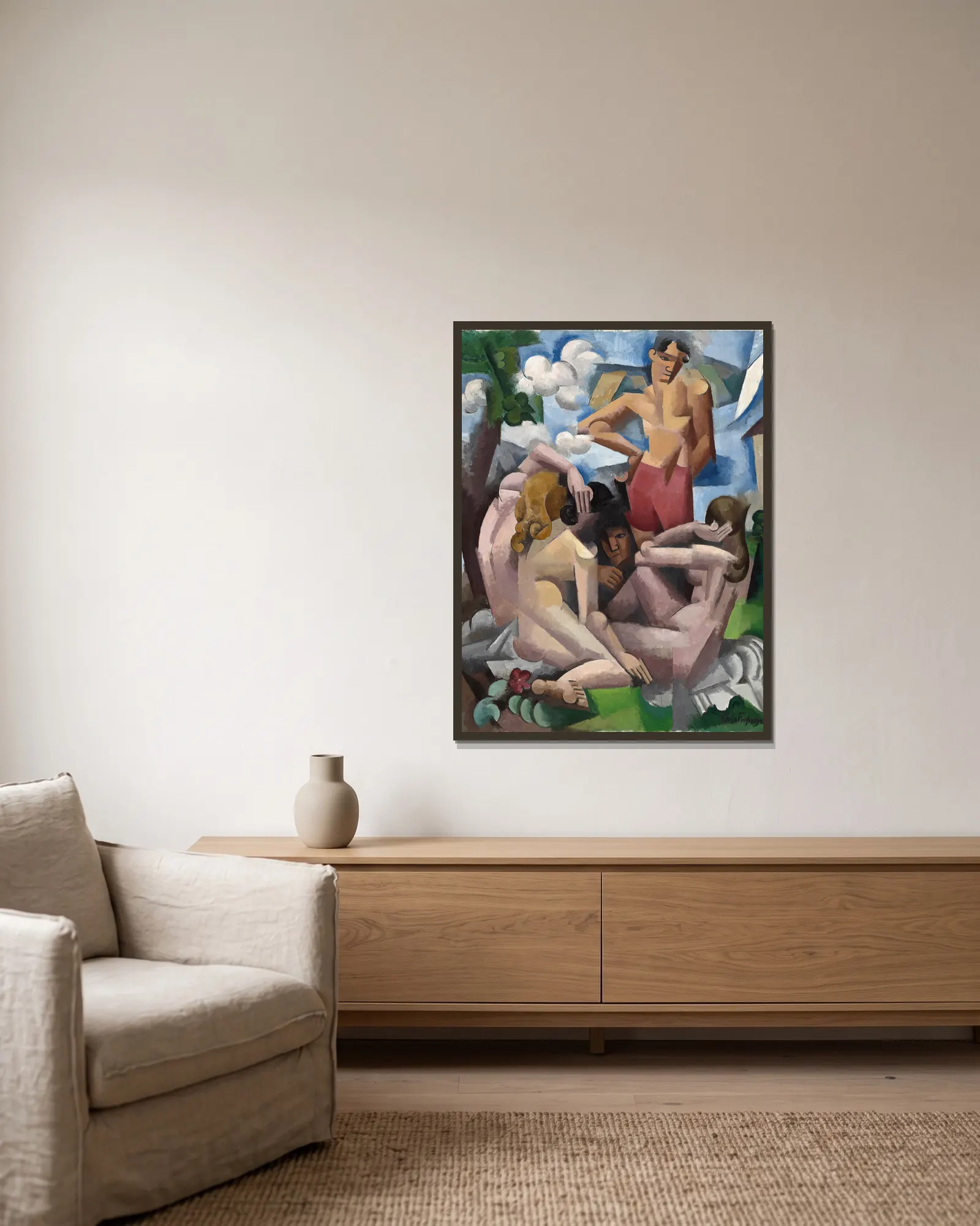 The Bathers av Roger de La Fresnaye inramad på en vägg