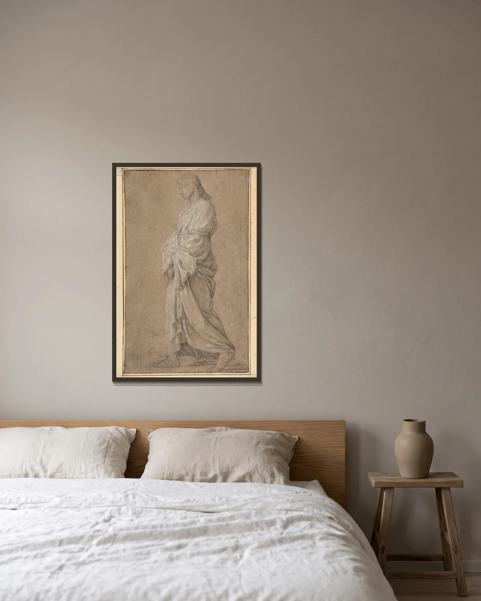 Study for Saint Gervasius av Eustache Le Sueur inramad på en vägg