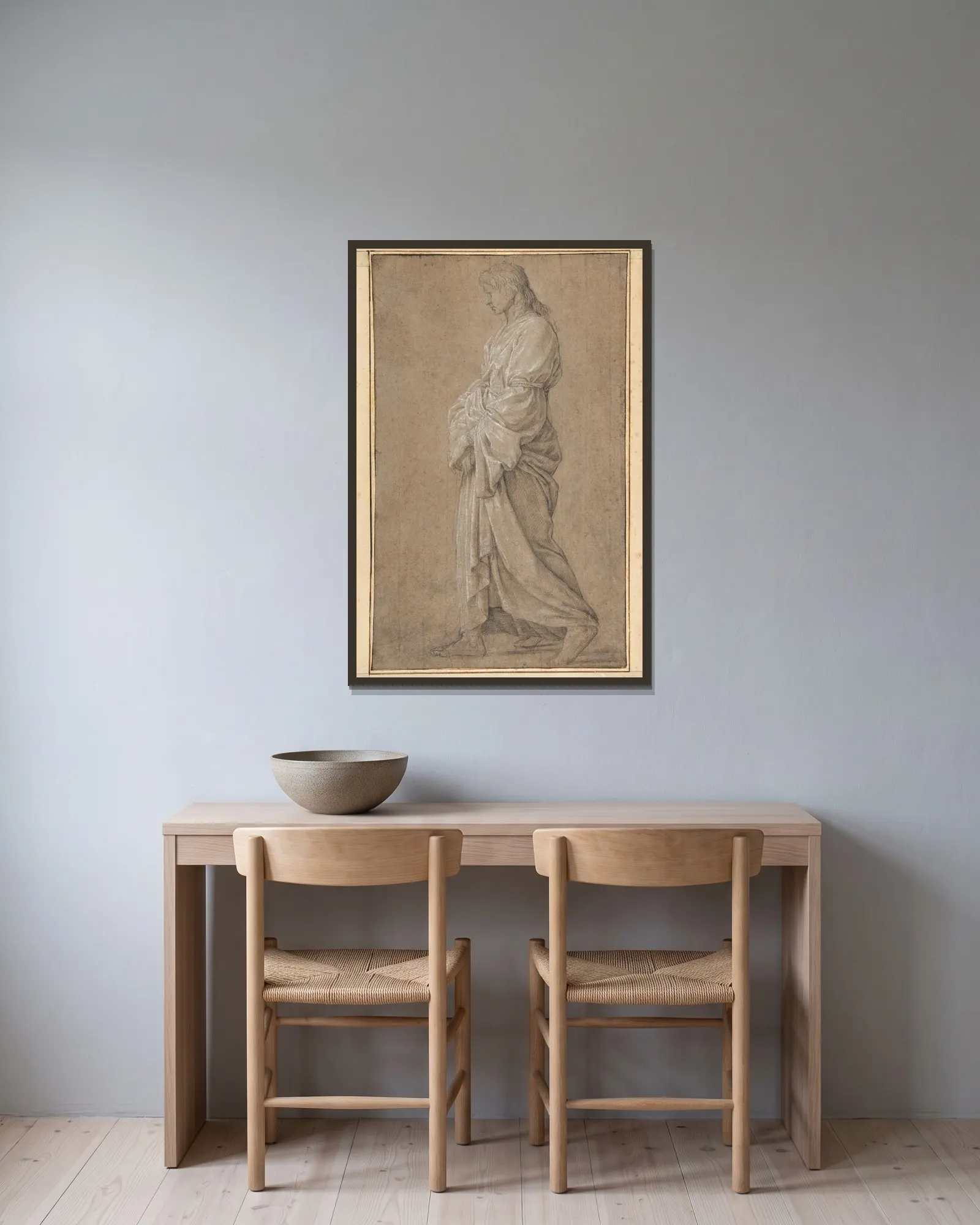 Study for Saint Gervasius av Eustache Le Sueur inramad på en vägg