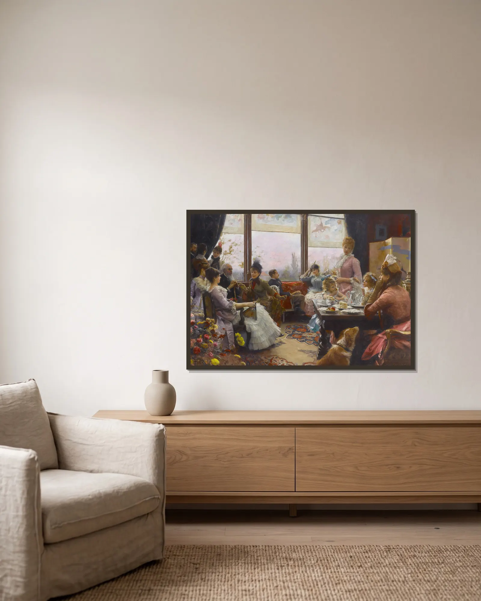 Five o’clock tea av Julius Leblanc Stewart inramad på en vägg