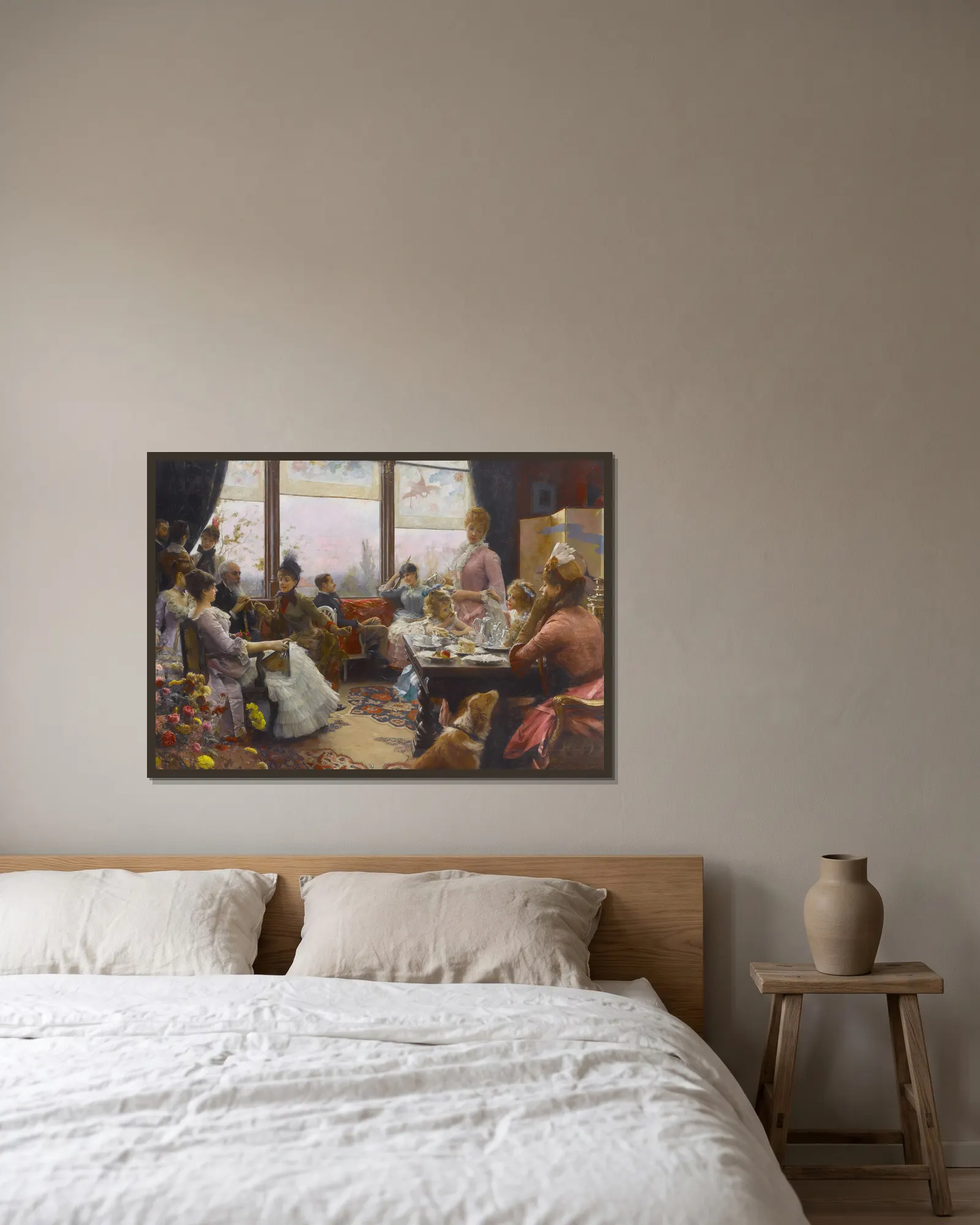 Five o’clock tea av Julius Leblanc Stewart inramad på en vägg