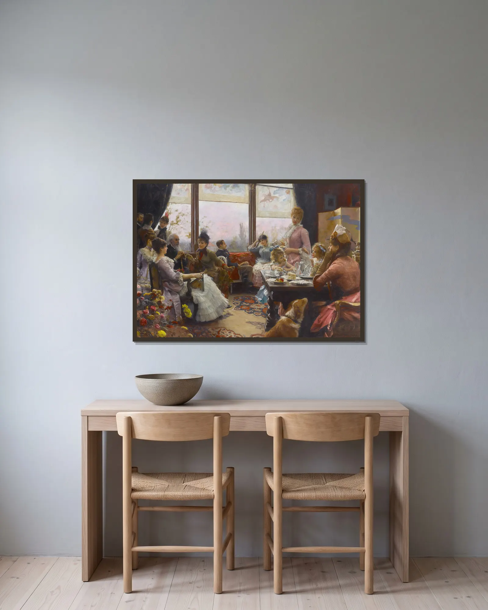 Five o’clock tea av Julius Leblanc Stewart inramad på en vägg