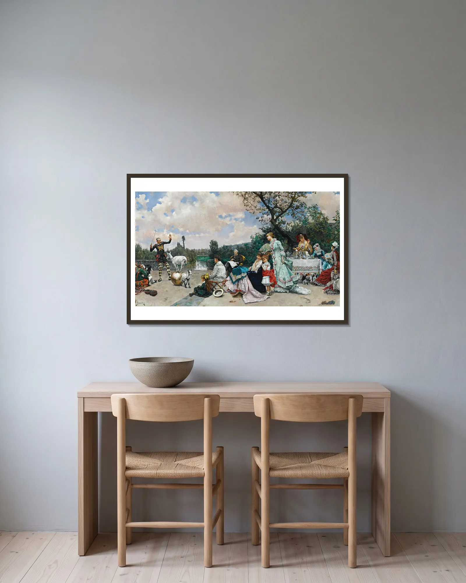 The Mountebank av Julius Leblanc Stewart inramad på en vägg