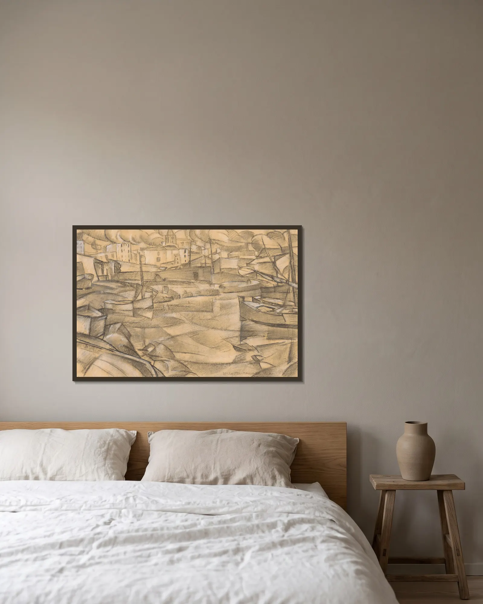 De haven van Mallorca av Leo Gestel inramad på en vägg