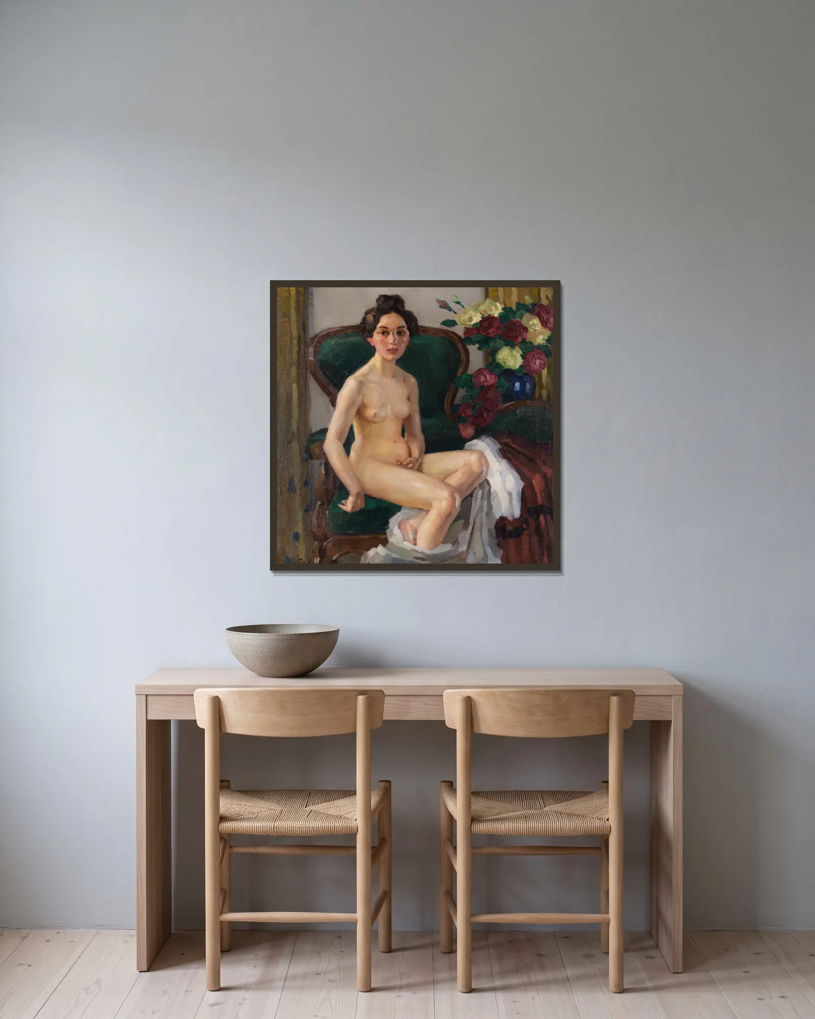 Auf dem Sofa II (Gusti) av Leo Putz inramad på en vägg
