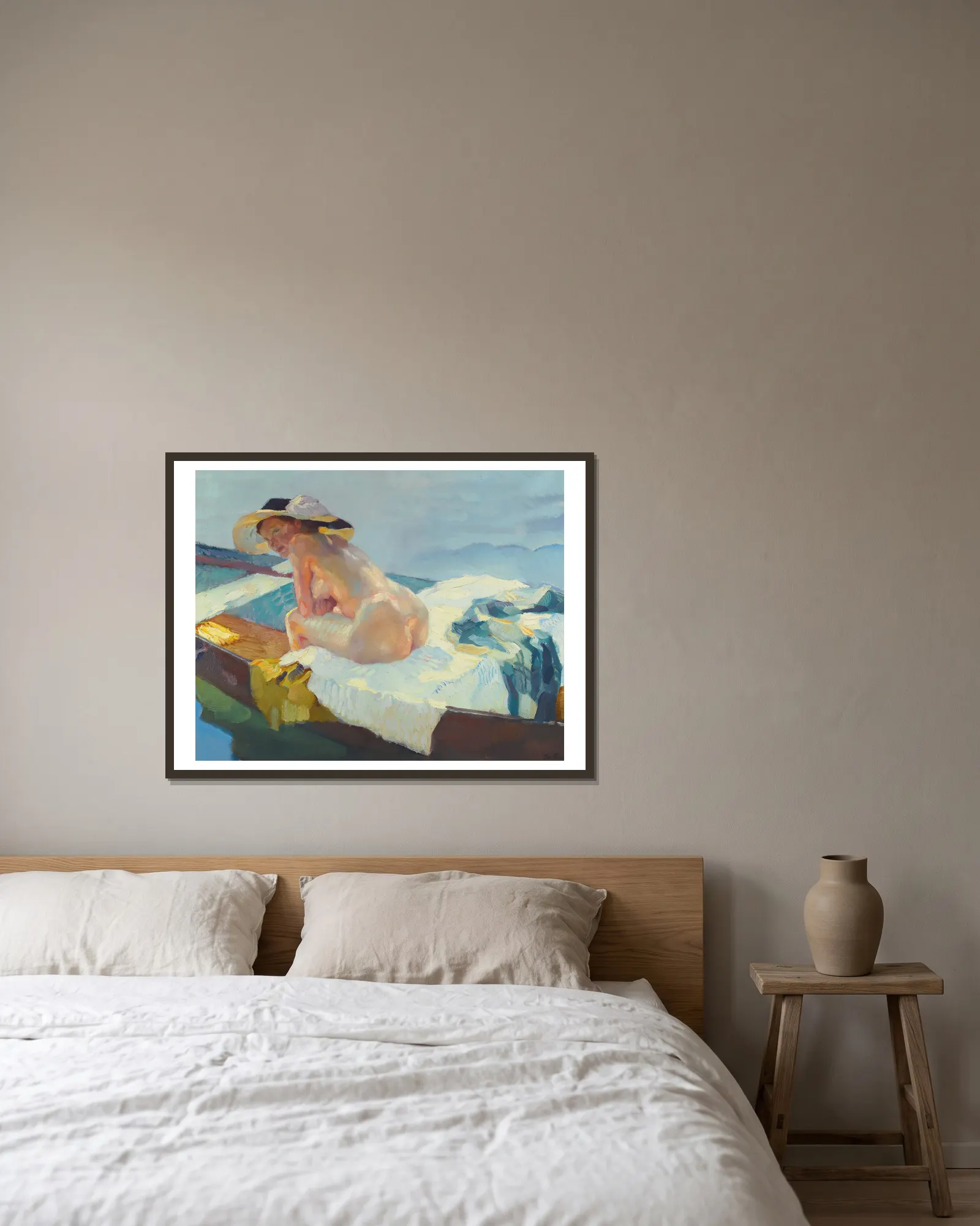 Im Kahn (The Rowboat) av Leo Putz inramad på en vägg