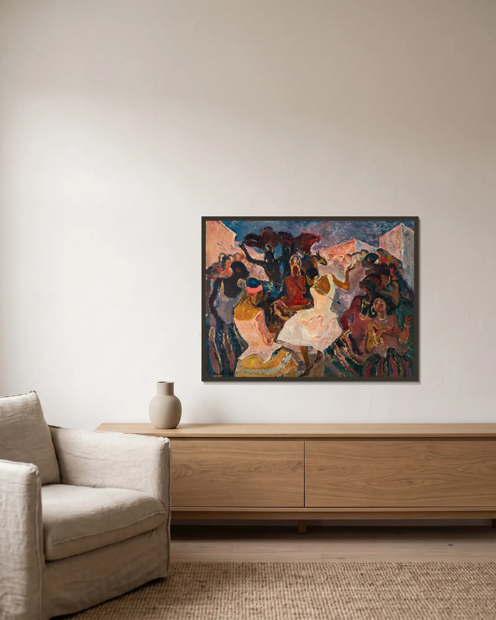 Samba II av Leo Putz inramad på en vägg