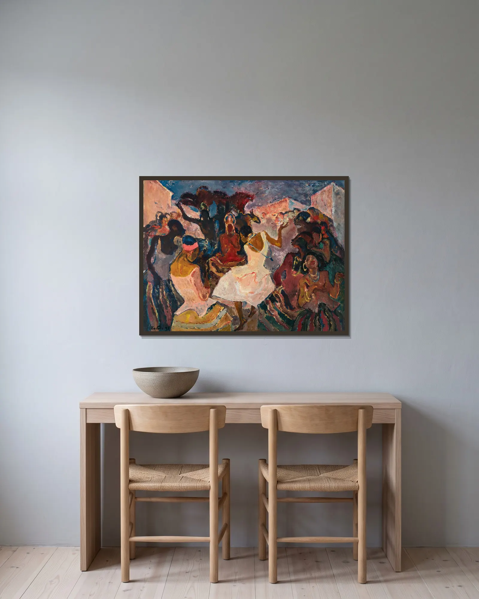 Samba II av Leo Putz inramad på en vägg