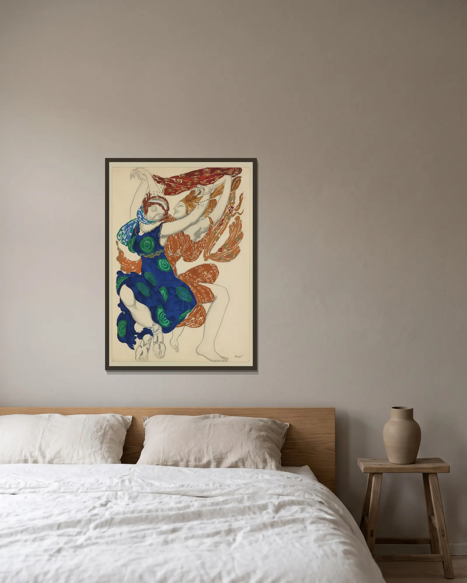 Narcisse av Léon Bakst inramad på en vägg