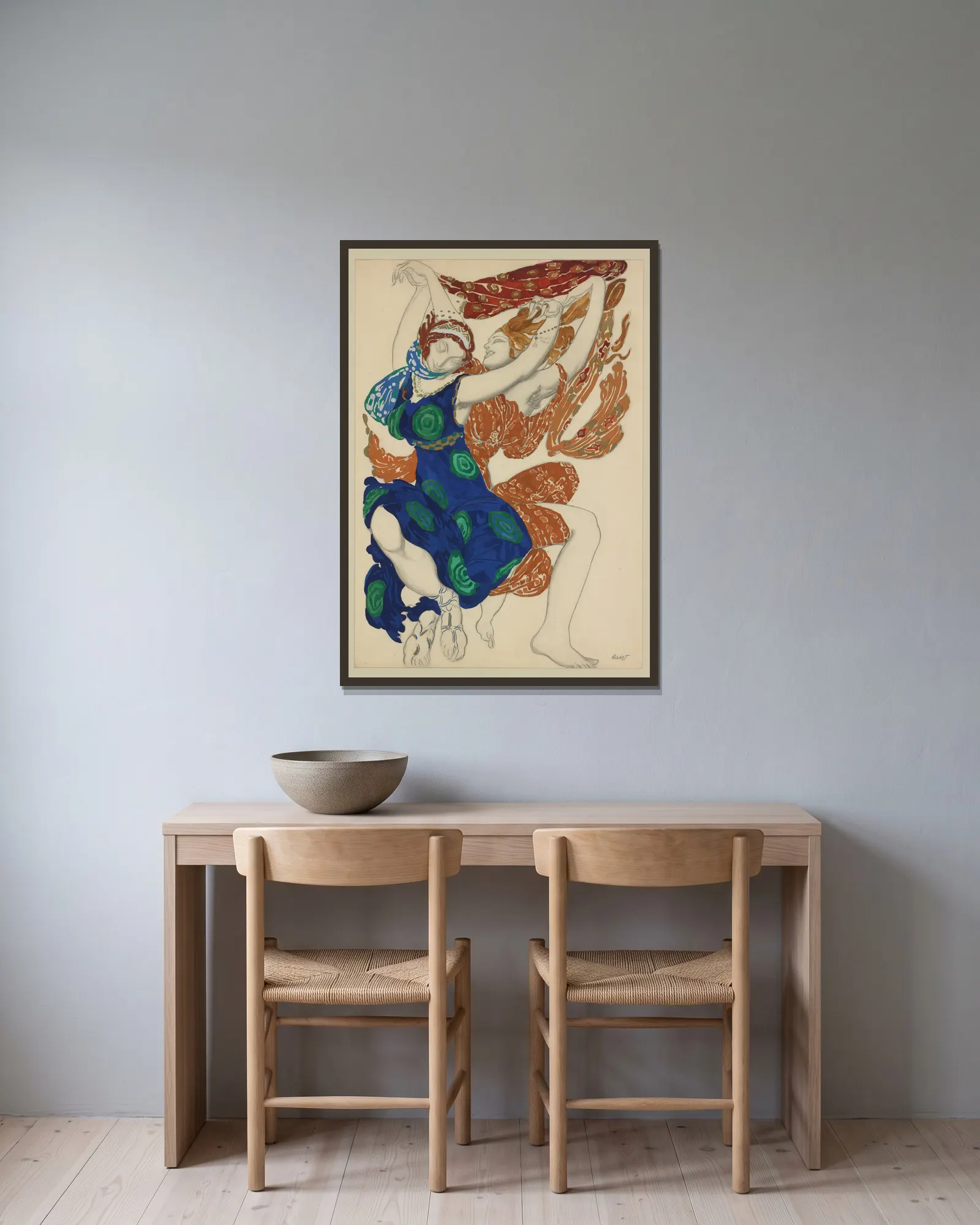 Narcisse av Léon Bakst inramad på en vägg