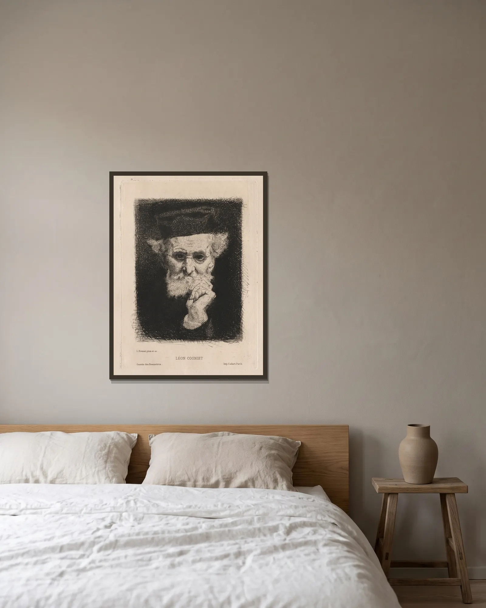 Léon Cogniet av Léon Bonnat inramad på en vägg