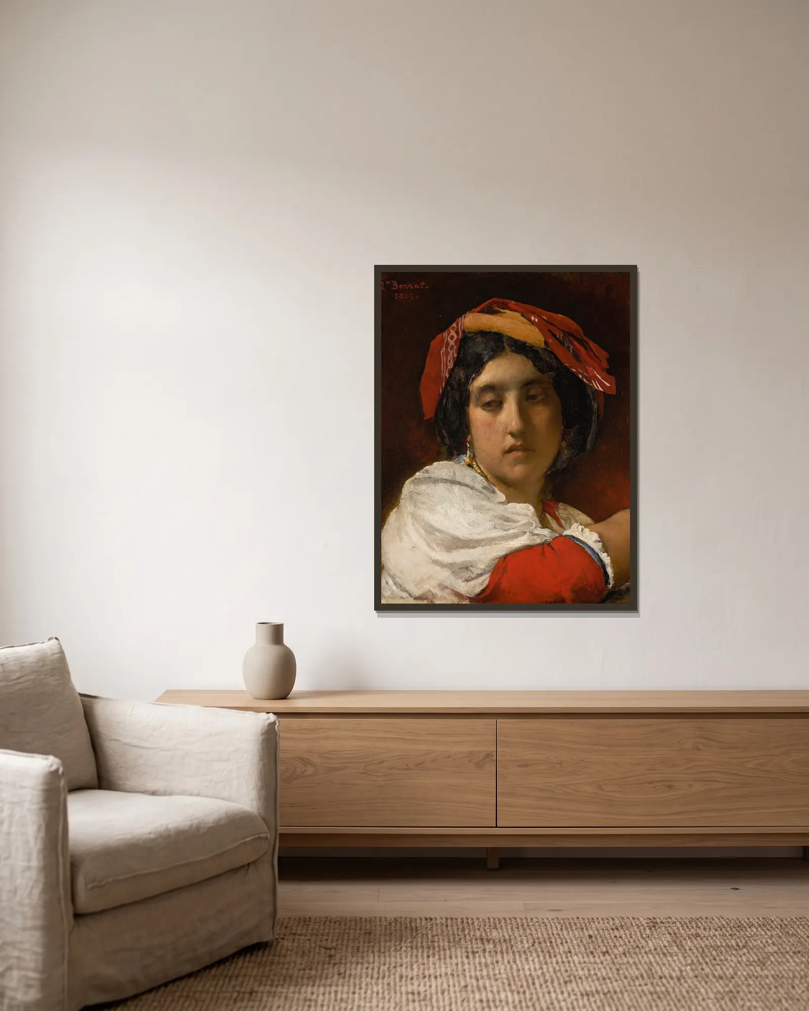 L’italienne av Léon Bonnat inramad på en vägg