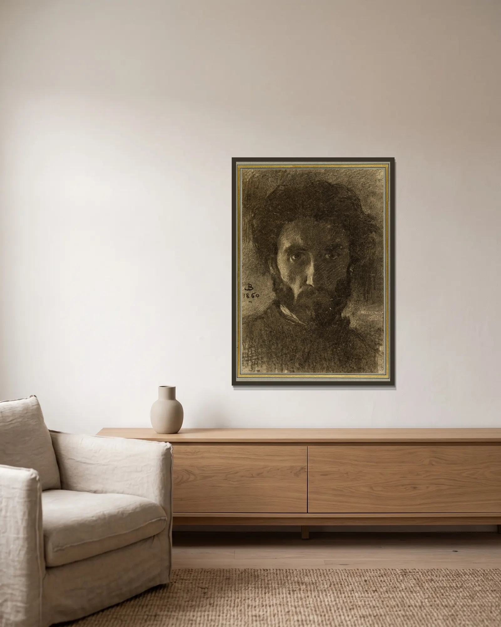 Portrait de l’artiste av Léon Bonnat inramad på en vägg