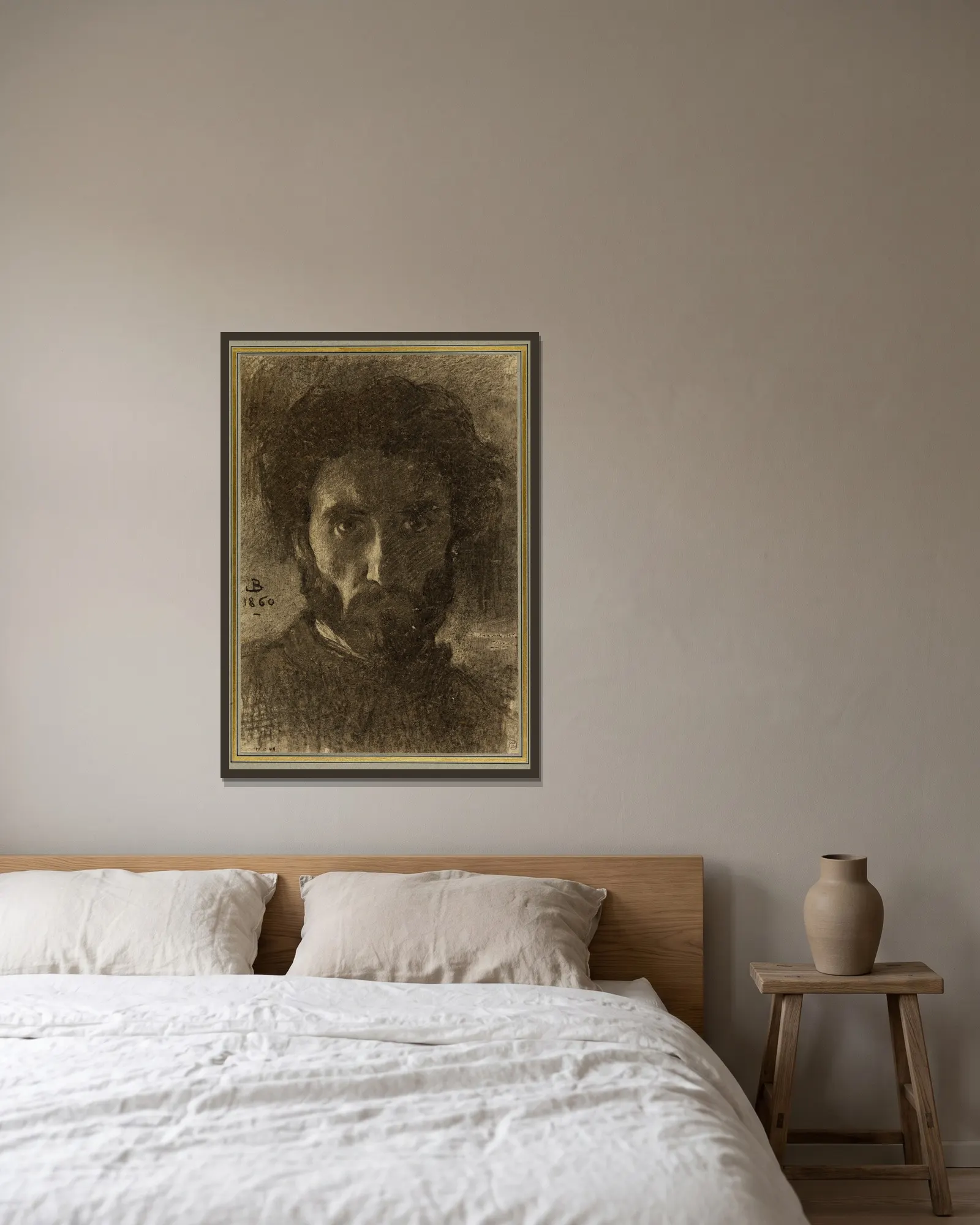 Portrait de l’artiste av Léon Bonnat inramad på en vägg
