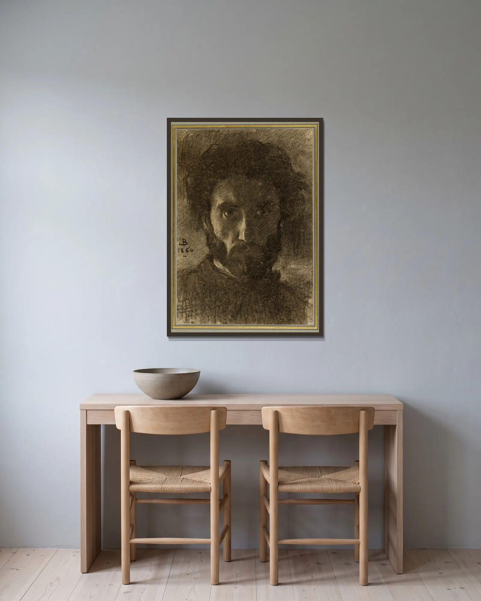 Portrait de l’artiste av Léon Bonnat inramad på en vägg