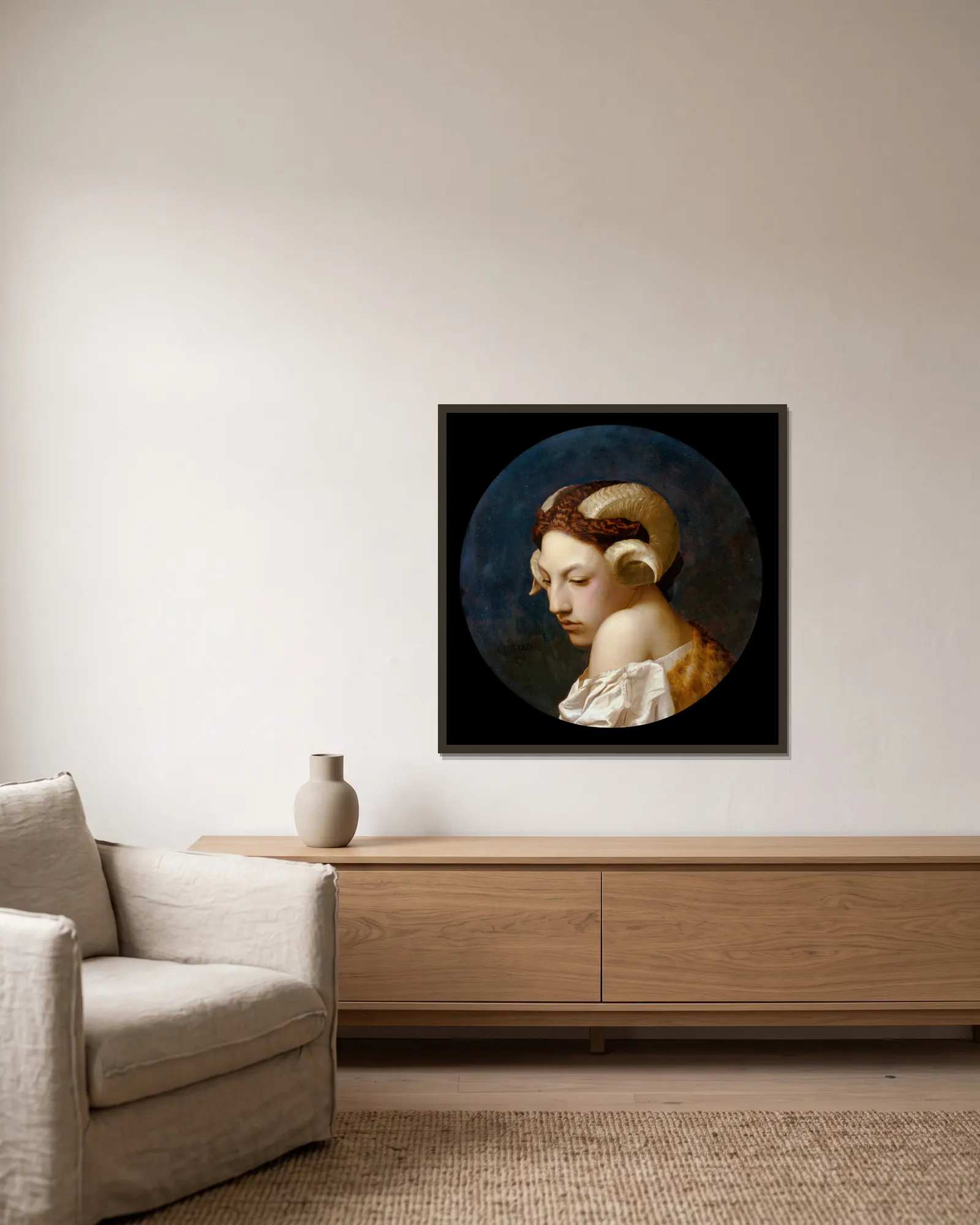 La Bacchante av Jean-Léon Gérôme inramad på en vägg