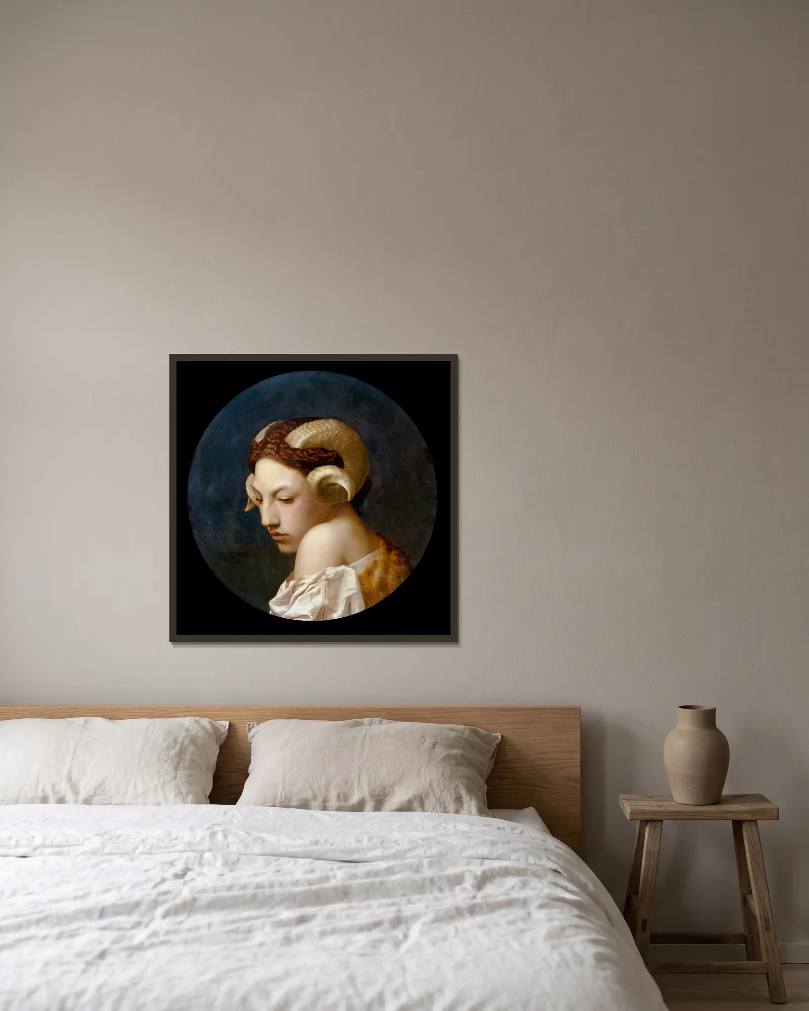 La Bacchante av Jean-Léon Gérôme inramad på en vägg