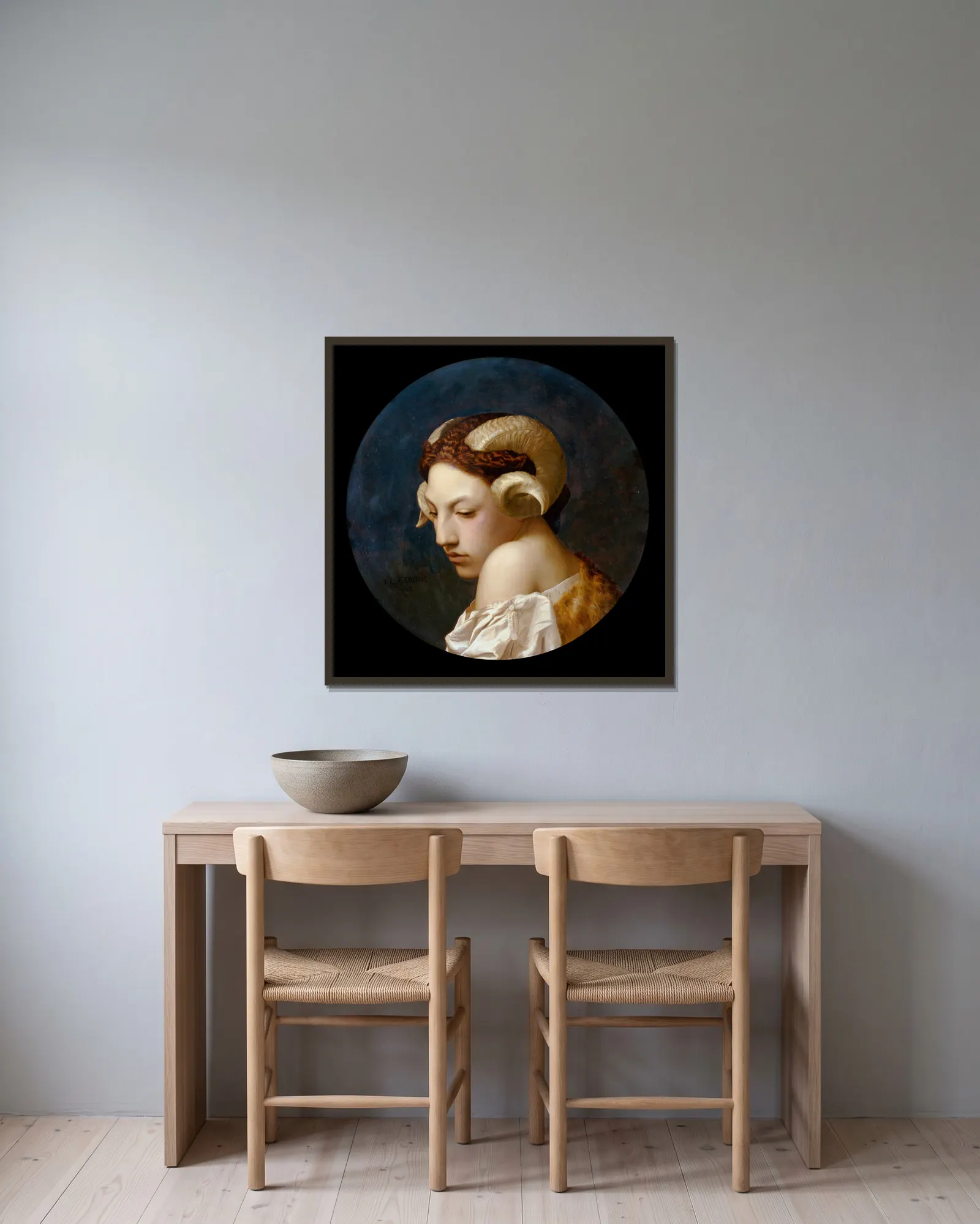 La Bacchante av Jean-Léon Gérôme inramad på en vägg