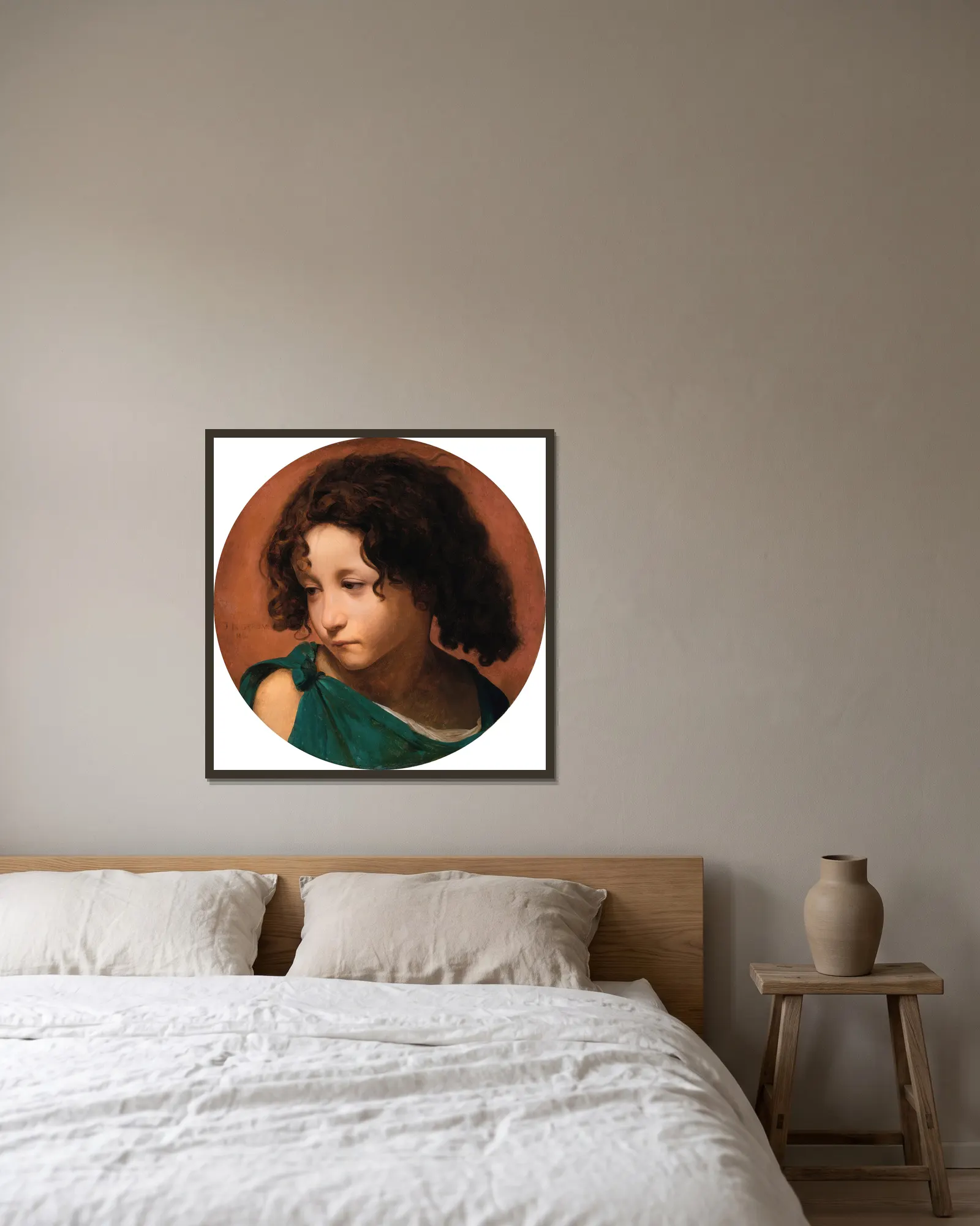 Portrait D’enfant av Jean-Léon Gérôme inramad på en vägg