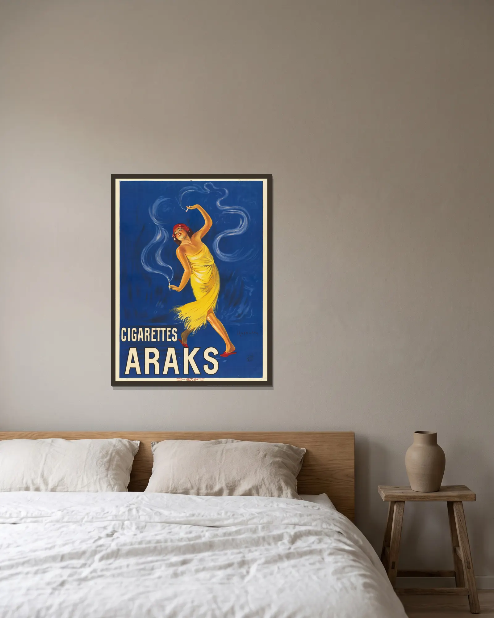 Cigarettes Araks av Leonetto Cappiello inramad på en vägg