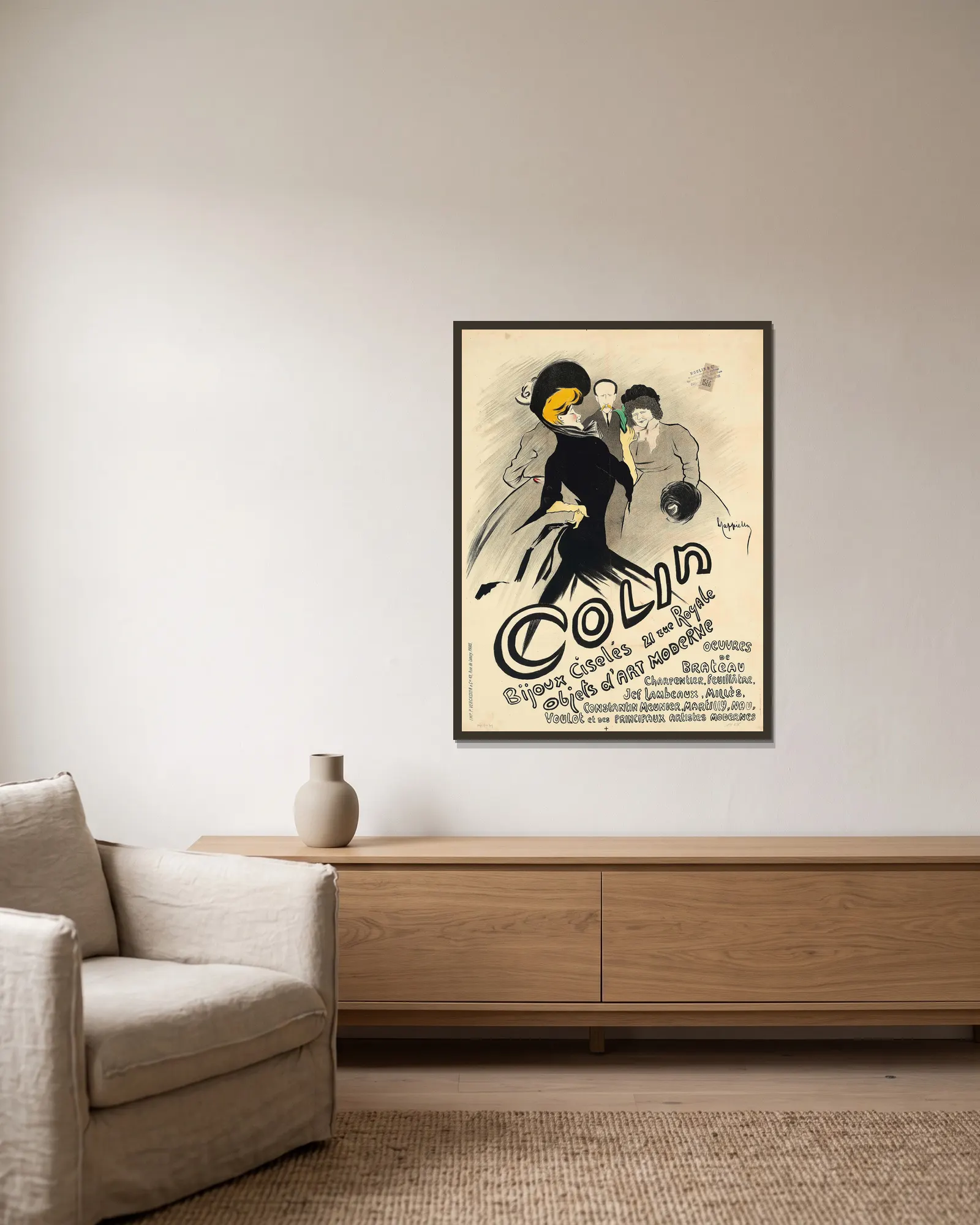 Colin av Leonetto Cappiello inramad på en vägg