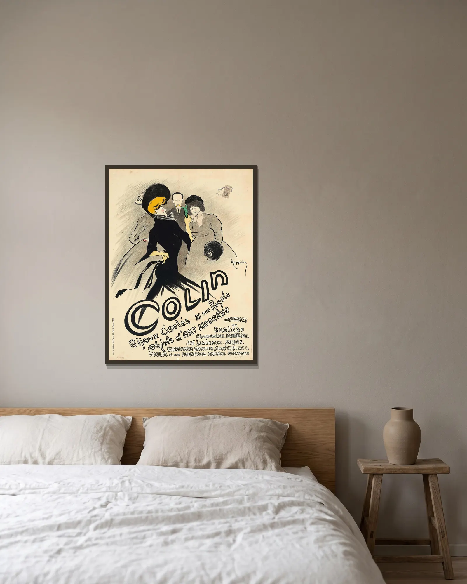 Colin av Leonetto Cappiello inramad på en vägg